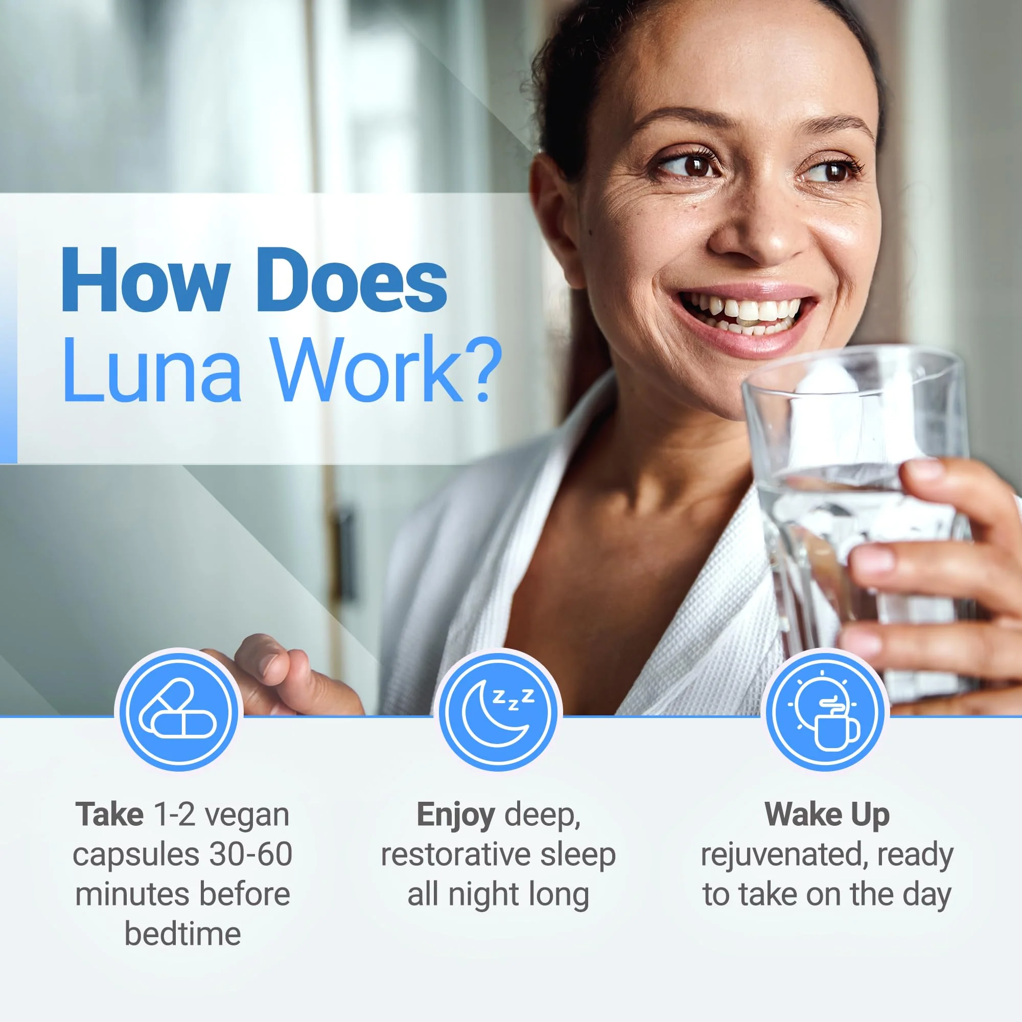 Nested Naturals Luna Melatonin-Free - Non-Habit Forming Herbal Sleep Supplement - Adult Bedtime Support, Help Sleeping w/Chamomile, Valerian, L-Theanine - 120 Vegan Capsules - Image 2