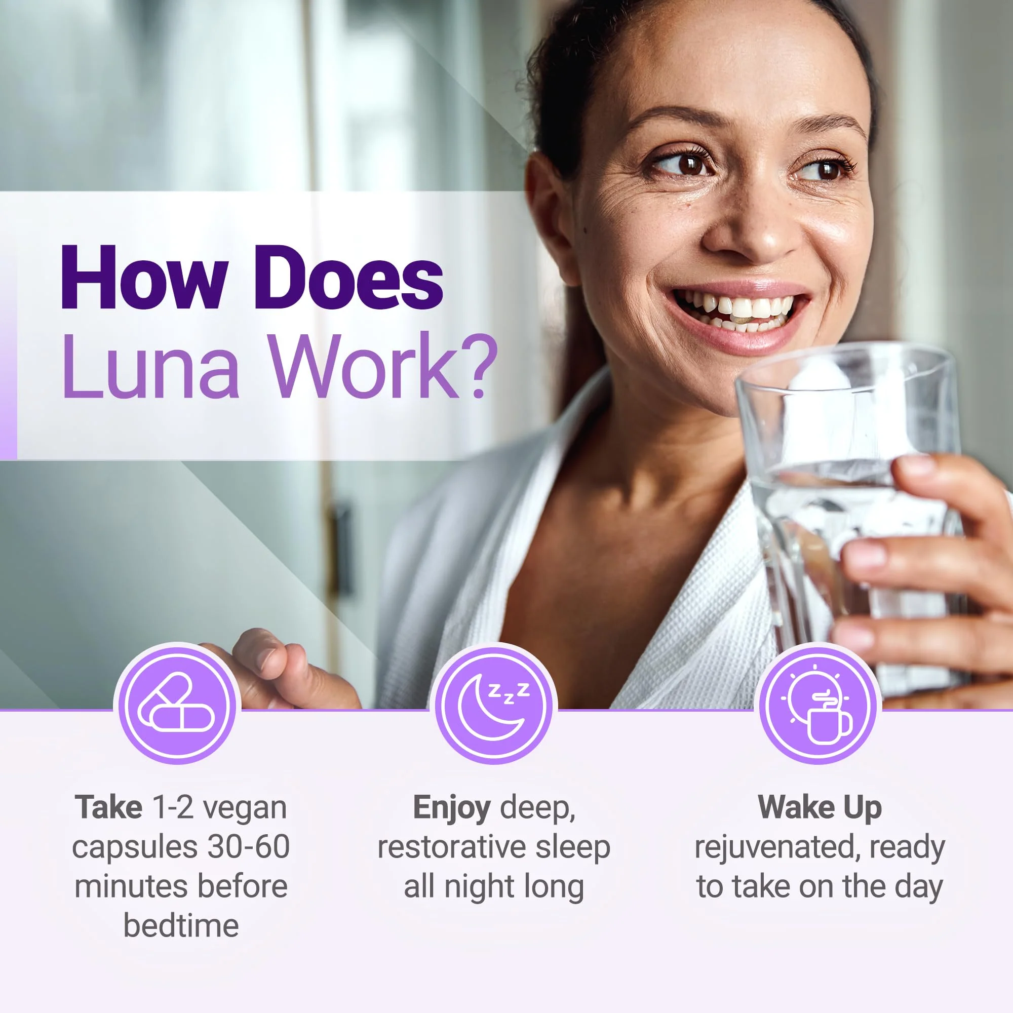 Nested Naturals Luna Sleep Aid - Non-Habit Forming Natural Sleeping Pills for Adults with Naturally Sourced Ingredients - Valerian Root, Melatonin, Chamomile, Lemon Balm, and More - 60 Vegan Capsules - Image 2
