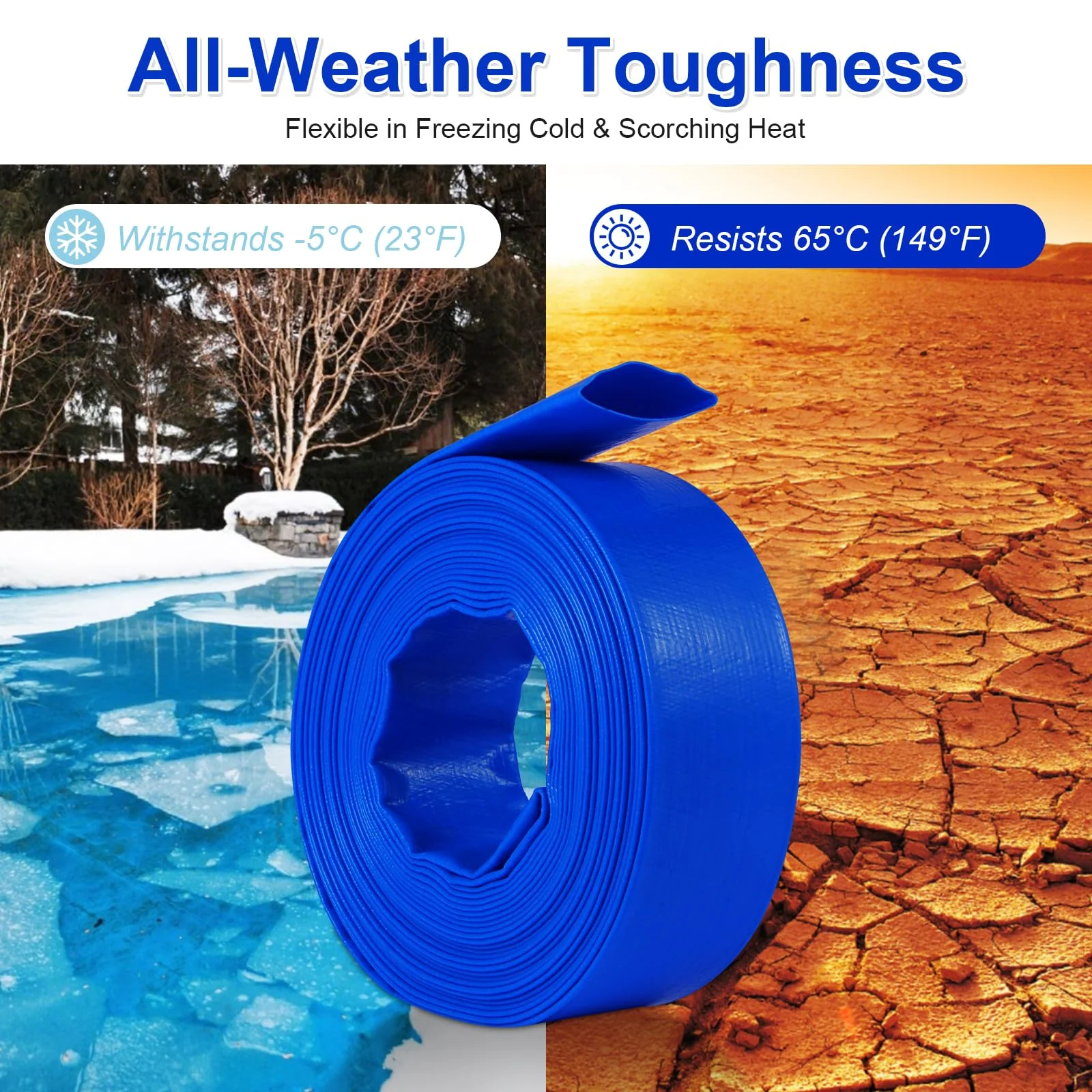 NetLea Heavy-Duty Pool Backwash Hose,2inchx50 ft Reinforced Leak Proof Design with 2 Stainless Steel Clamps 2Inch, Weather Resistant, Bursting, Ideal for Pool Backwash, Sump Pump Drainage - Image 4