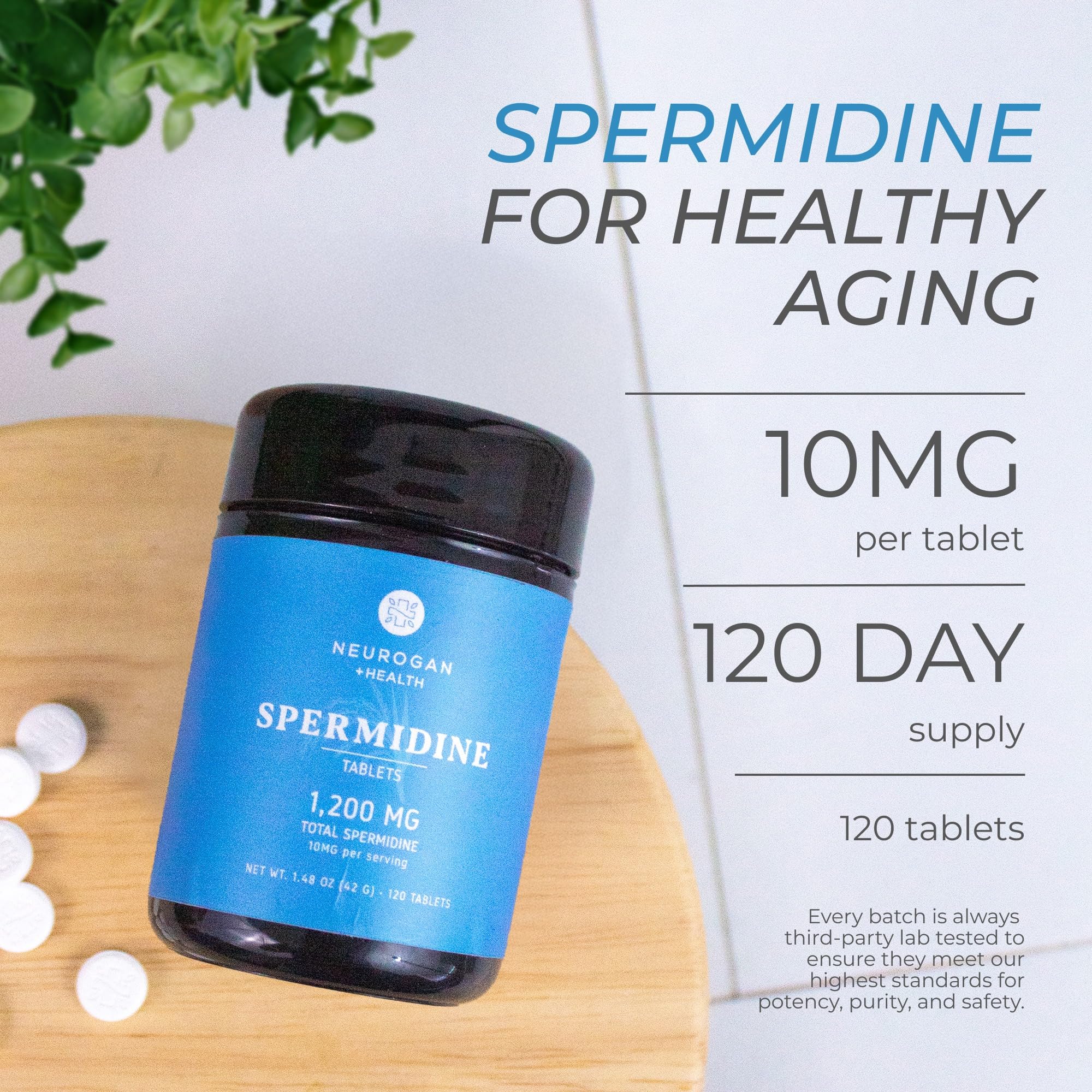 Neurogan Spermidine Supplement - 1200mg - 99% Pure 100x More Potent Than Rice & Wheat Germ Extract - for Cellular Health, Anti-Aging & Energy* - Made in USA - 10MG Per Serving - 120 Servings - Image 5