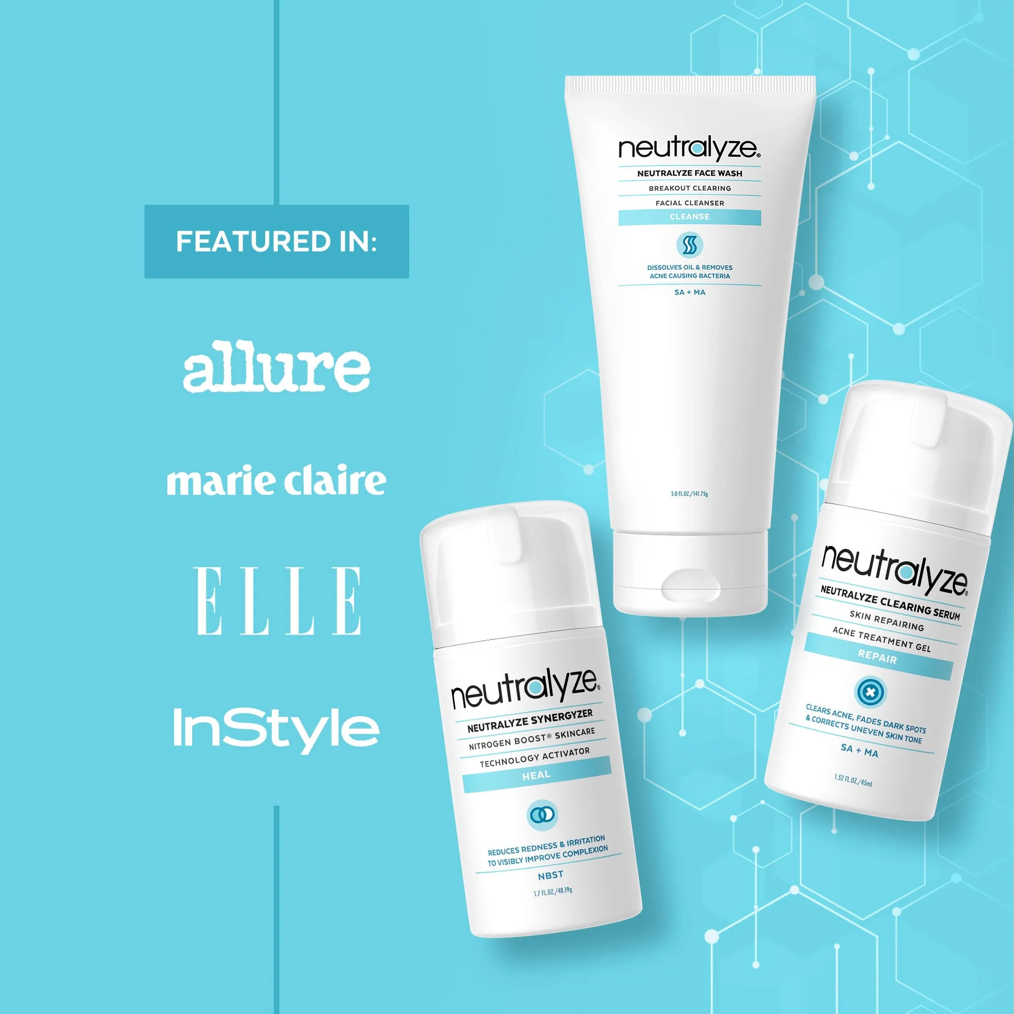 Neutralyze Moderate to Severe Acne Treatment Kit 2.0 - Maximum Strength 3 Step Acne Kit with 2% Salicylic Acid, 2% Mandelic Acid & Nitric Oxide - Includes Face Wash, Clearing Serum & Synergyzer - Image 3