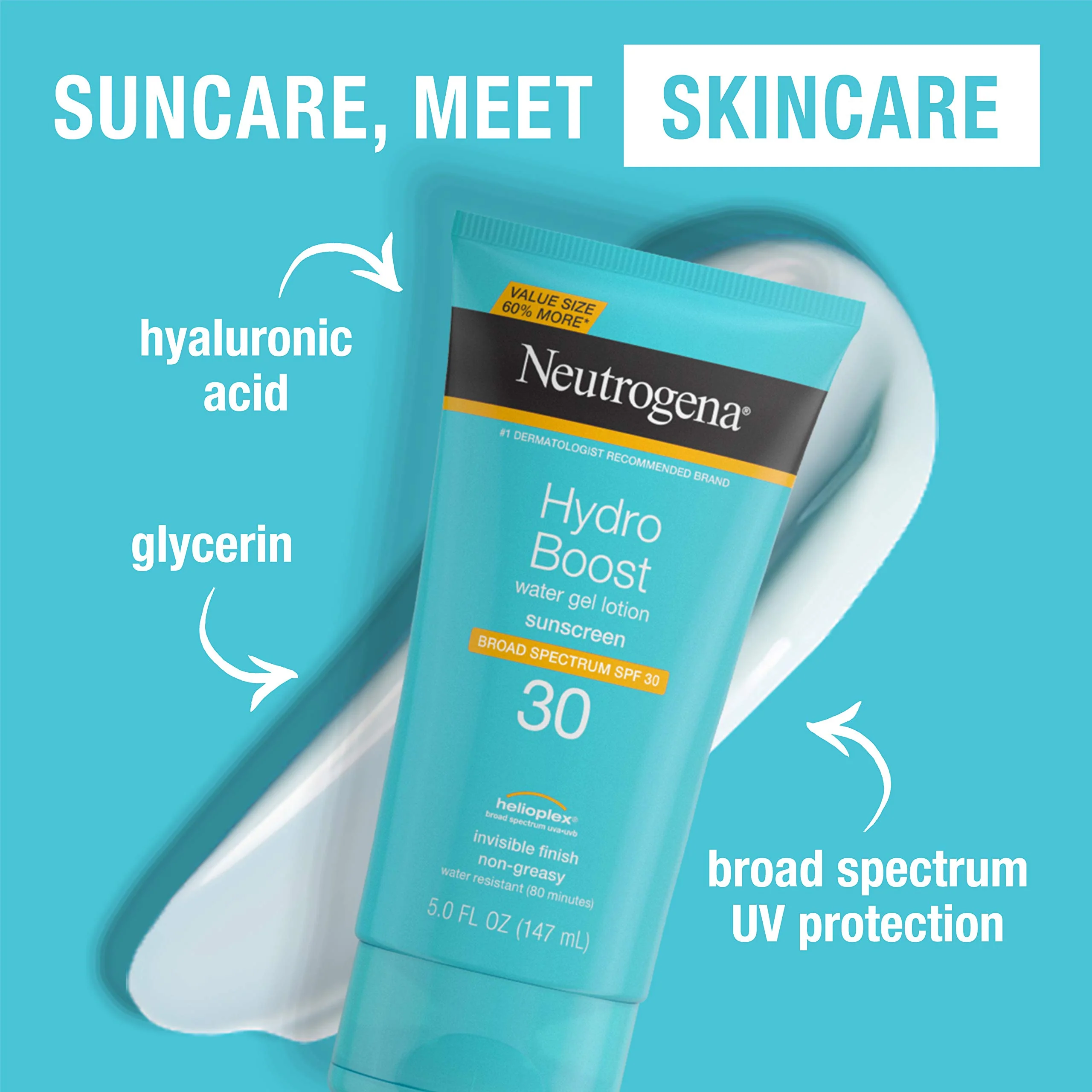 Neutrogena Hydro Boost Water Gel Non-Greasy Moisturizing Sunscreen Lotion with Broad Spectrum SPF 30, Water-Resistant Hydrating Sunscreen Lotion, 5 fl. Oz - Image 4