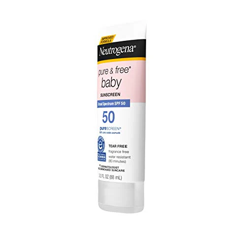 Neutrogena Pure & Free Baby Mineral Sunscreen Lotion with Broad Spectrum SPF 50 & Zinc Oxide, Water-Resistant, Hypoallergenic & Tear-Free Baby Sunscreen, 3 fl. oz, 3 pk - Image 6