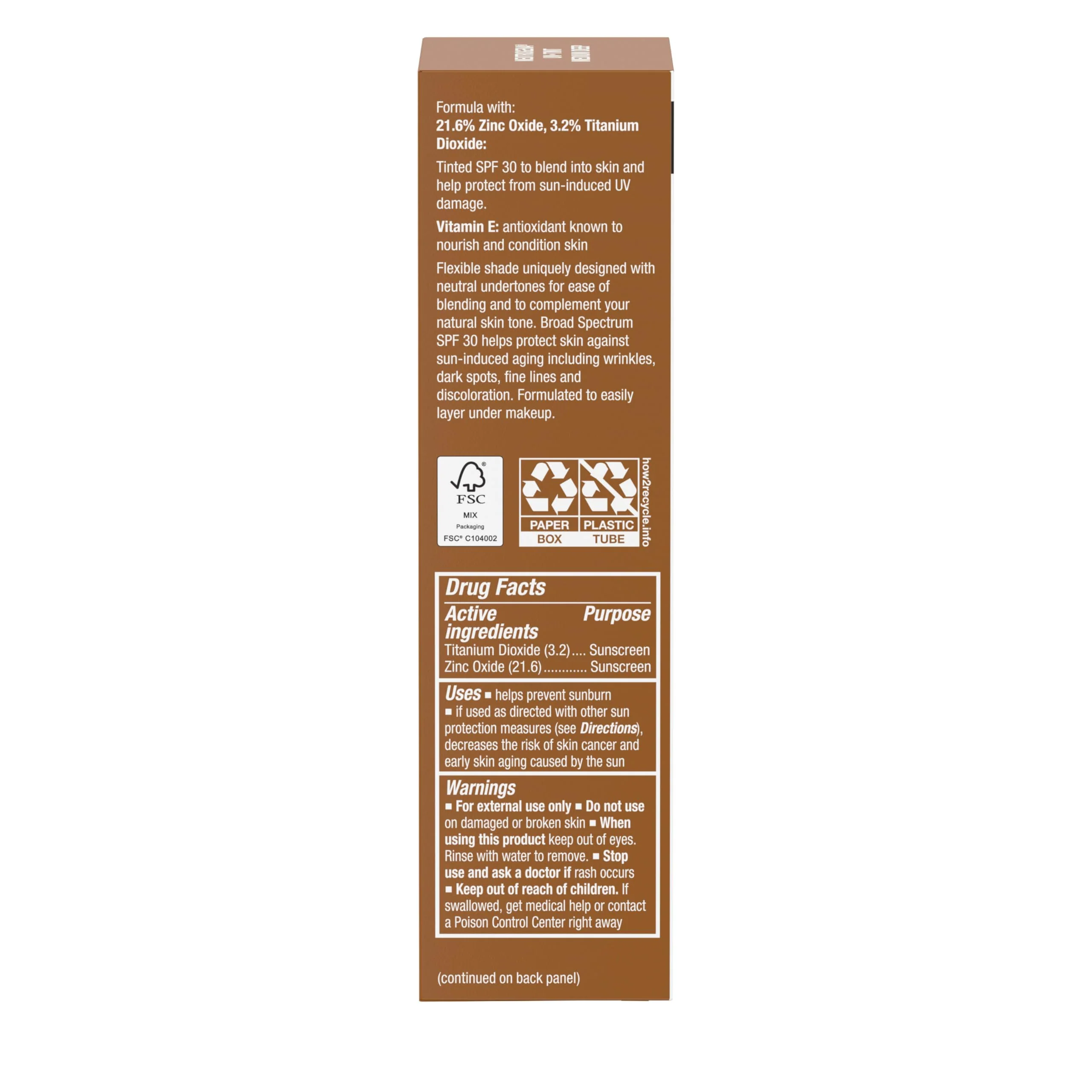 Neutrogena Purescreen+ Tinted Sunscreen for Face with SPF 30, Broad Spectrum Mineral Sunscreen with Zinc Oxide and Vitamin E, Water Resistant, Fragrance Free, Medium Deep, 1.1 fl oz - Image 3