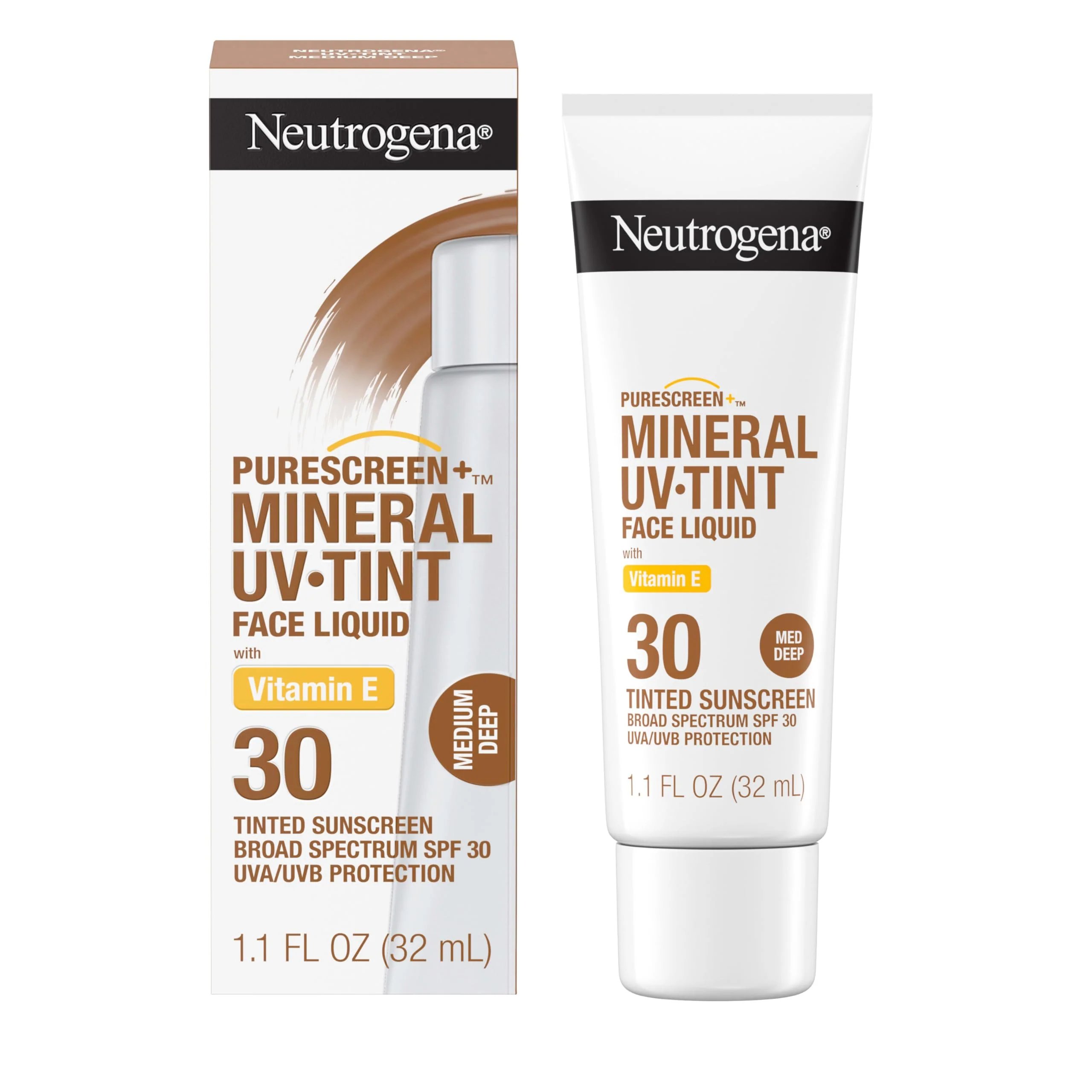 Neutrogena Purescreen+ Tinted Sunscreen for Face with SPF 30, Broad Spectrum Mineral Sunscreen with Zinc Oxide and Vitamin E, Water Resistant, Fragrance Free, Medium Deep, 1.1 fl oz - Image 9