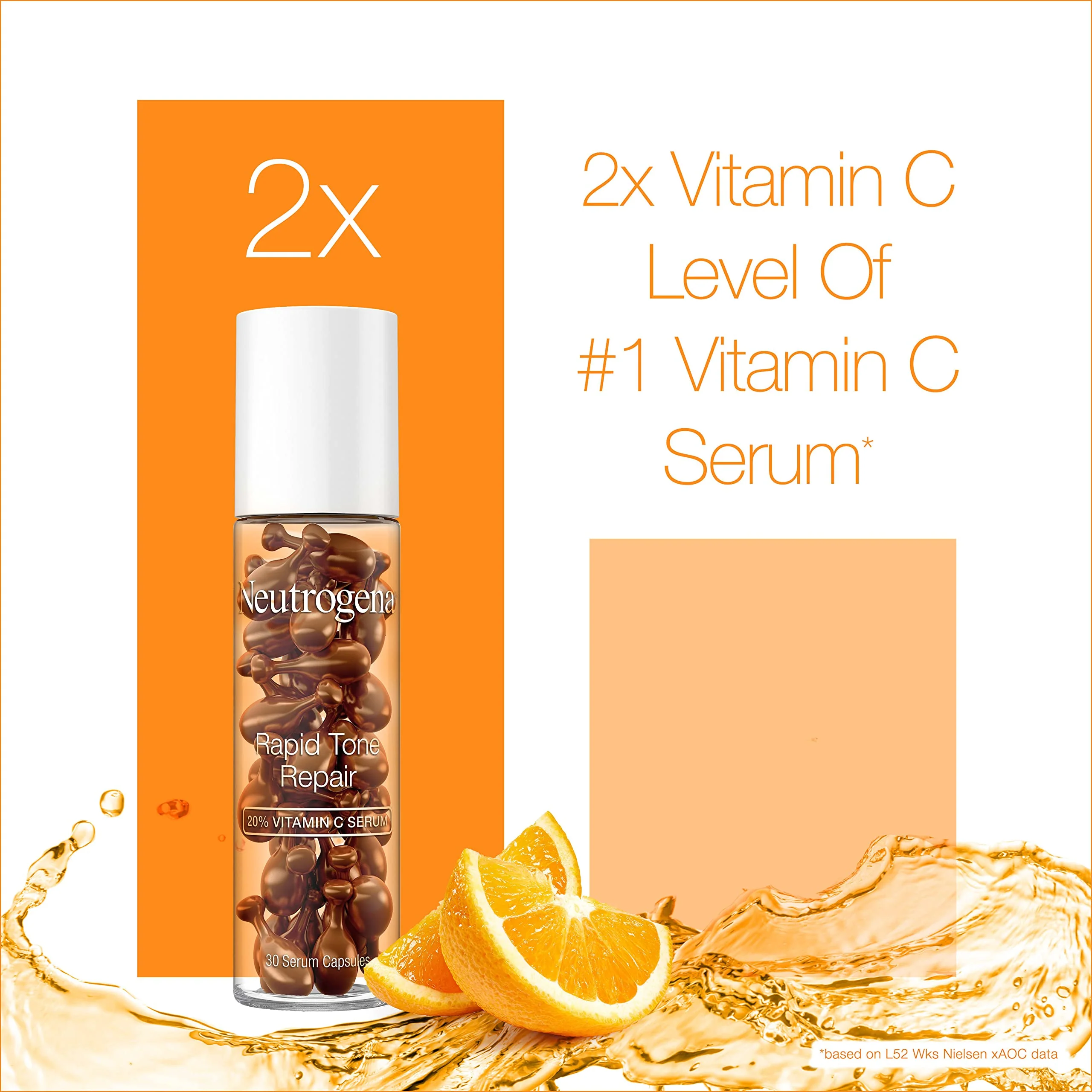 Neutrogena Rapid Tone Repair 20% Vitamin C Brightening Serum Capsules, Antioxidant Face Serum to Brighten Look of Dark Spots & Even Skin Tone, Oil-Free, 30 Serum Capsules - Image 3