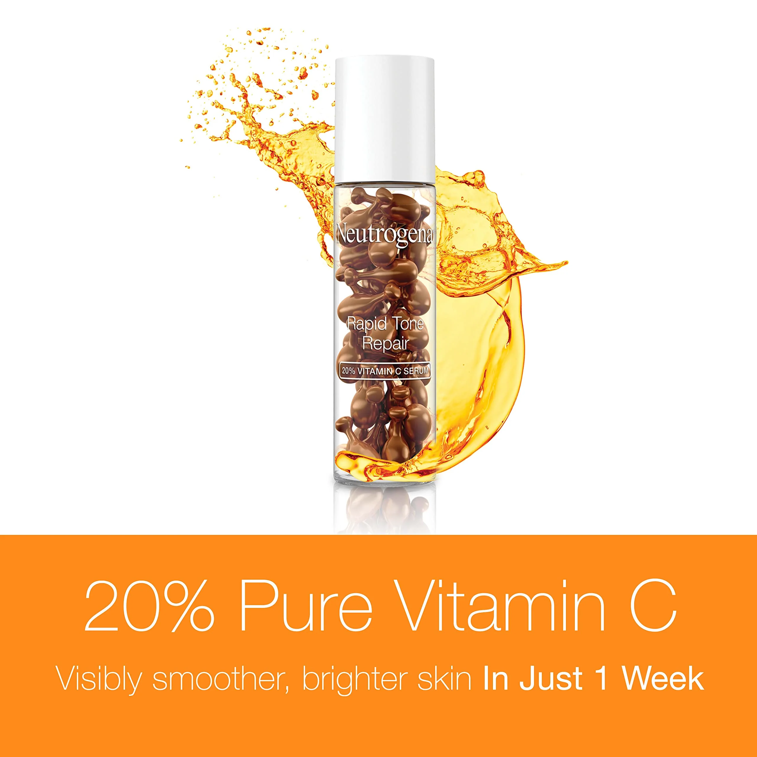 Neutrogena Rapid Tone Repair 20% Vitamin C Brightening Serum Capsules, Antioxidant Face Serum to Brighten Look of Dark Spots & Even Skin Tone, Oil-Free, 30 Serum Capsules - Image 8