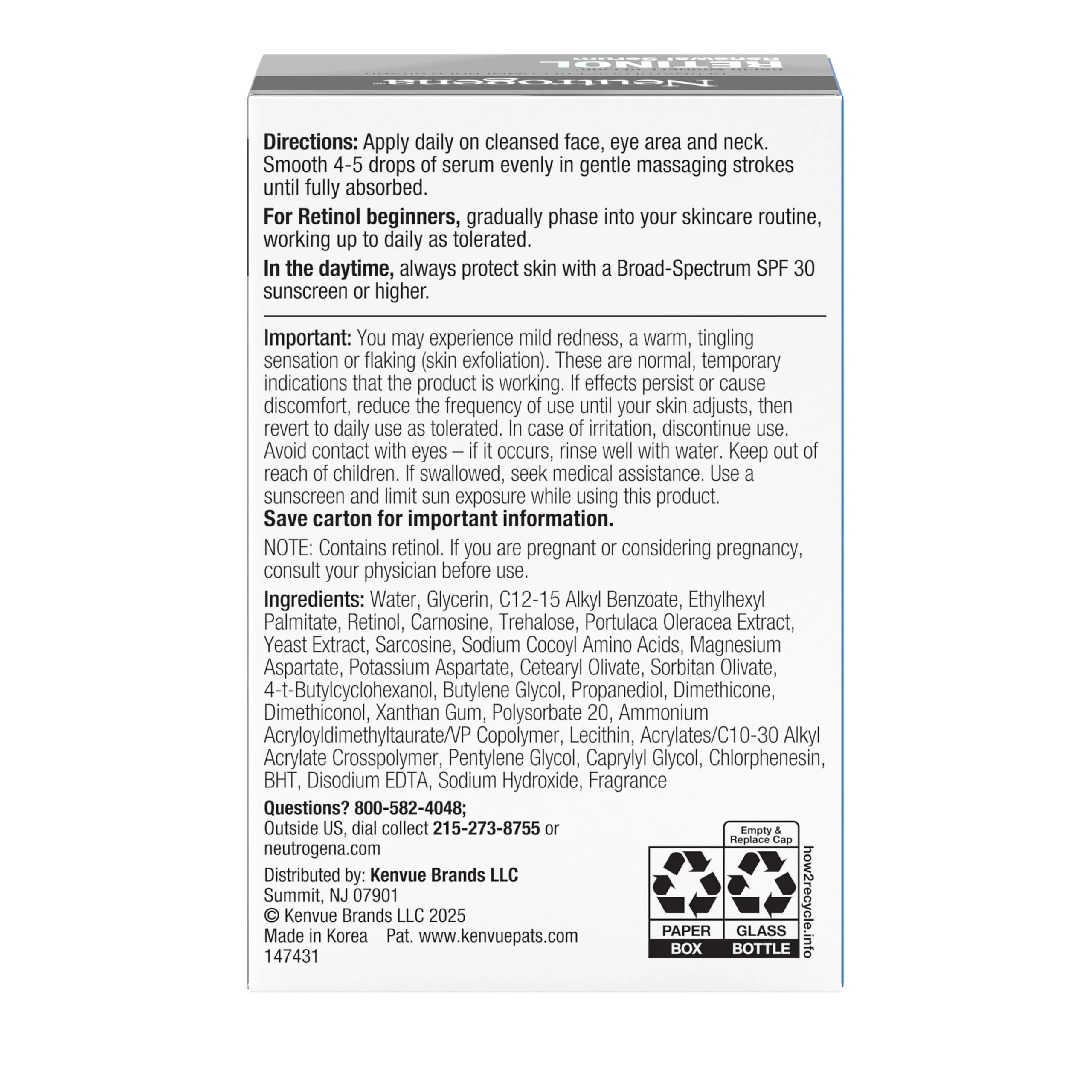 Neutrogena Rapid Wrinkle Repair Retinol Renewal Serum, Lightweight Anti-Aging Facial Serum with Pure Retinol & Antioxidants to Improve Wrinkles, Dullness & Dark Spots, 1 fl oz - Image 2