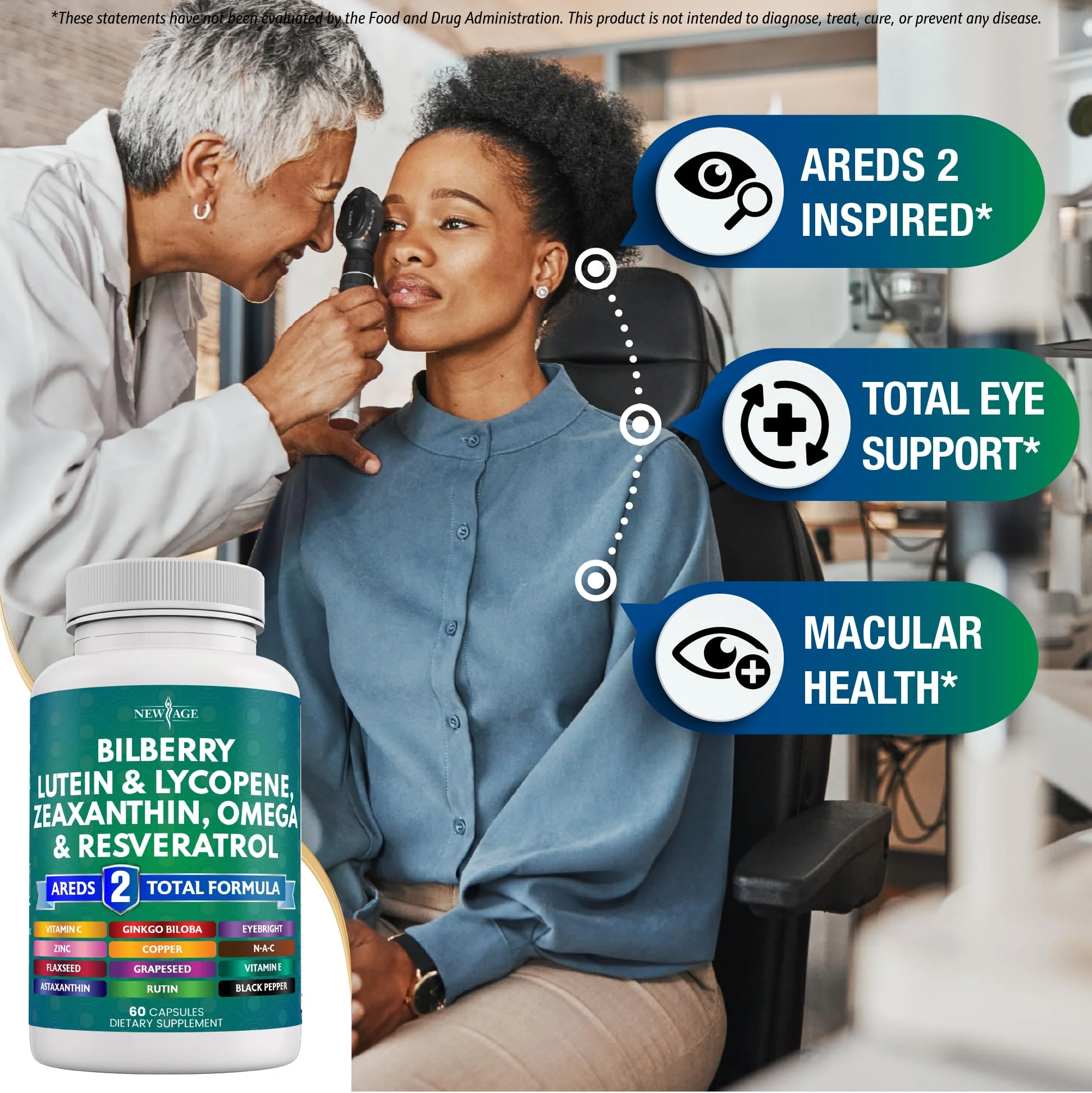NEW AGE Eye Health Vitamins with Bilberry Lutein & Zeaxanthin Lycopene Resveratrol Grape Seed Extract Astaxanthin - Eye Vitamin - 180 Count - Image 9