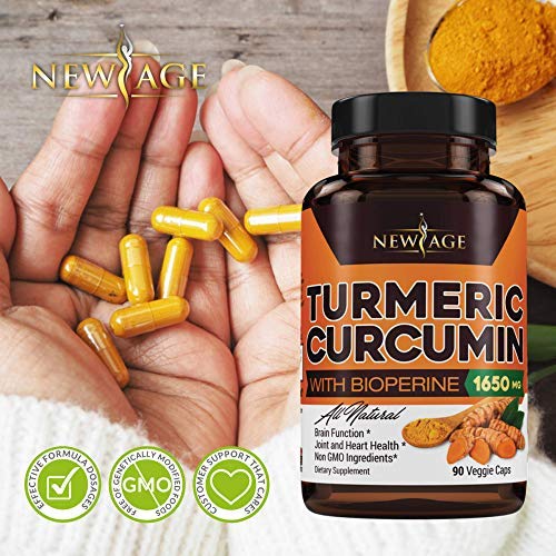 NEW AGE Turmeric Curcumin with Bioperine Capsules - Natural Joint & Healthy Support with 95% Standardized Curcuminoids for Potency & Absorption - Non-GMO, Gluten Free (90 Count (Pack of 1)) - Image 3
