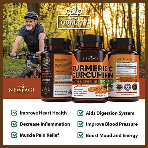 NEW AGE Turmeric Curcumin with Bioperine Capsules - Natural Joint & Healthy Support with 95% Standardized Curcuminoids for Potency & Absorption - Non-GMO, Gluten Free (90 Count (Pack of 1)) - Image 4
