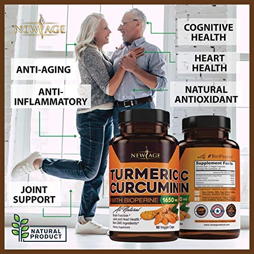 NEW AGE Turmeric Curcumin with Bioperine Capsules - Natural Joint & Healthy Support with 95% Standardized Curcuminoids for Potency & Absorption - Non-GMO, Gluten Free (90 Count (Pack of 1)) - Image 7
