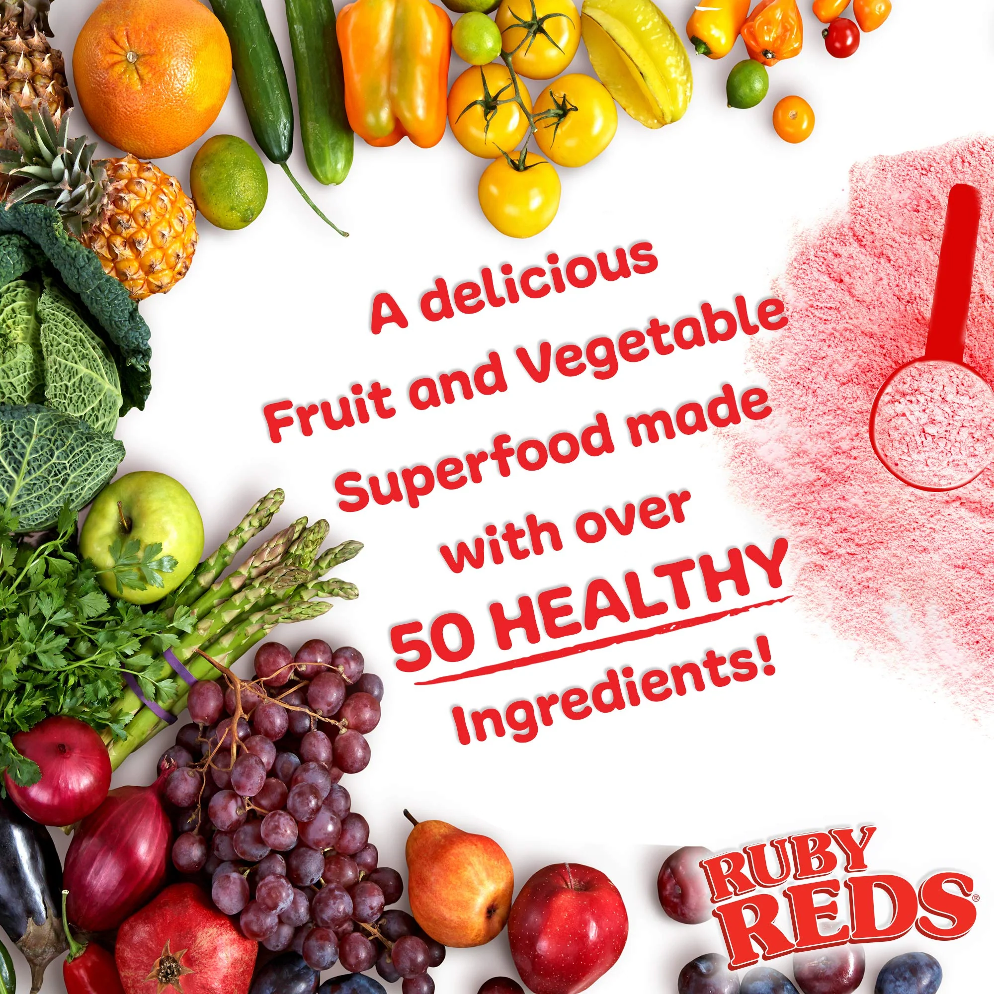 New Vitality Ruby Reds | Delicious Reds Powder Fruit & Vegetable Supplement with Potent Vitamins, Minerals, Enzymes, Herbs, Nutrients and Probiotics for Overall Health 11 oz. (30 Servings) - Image 2