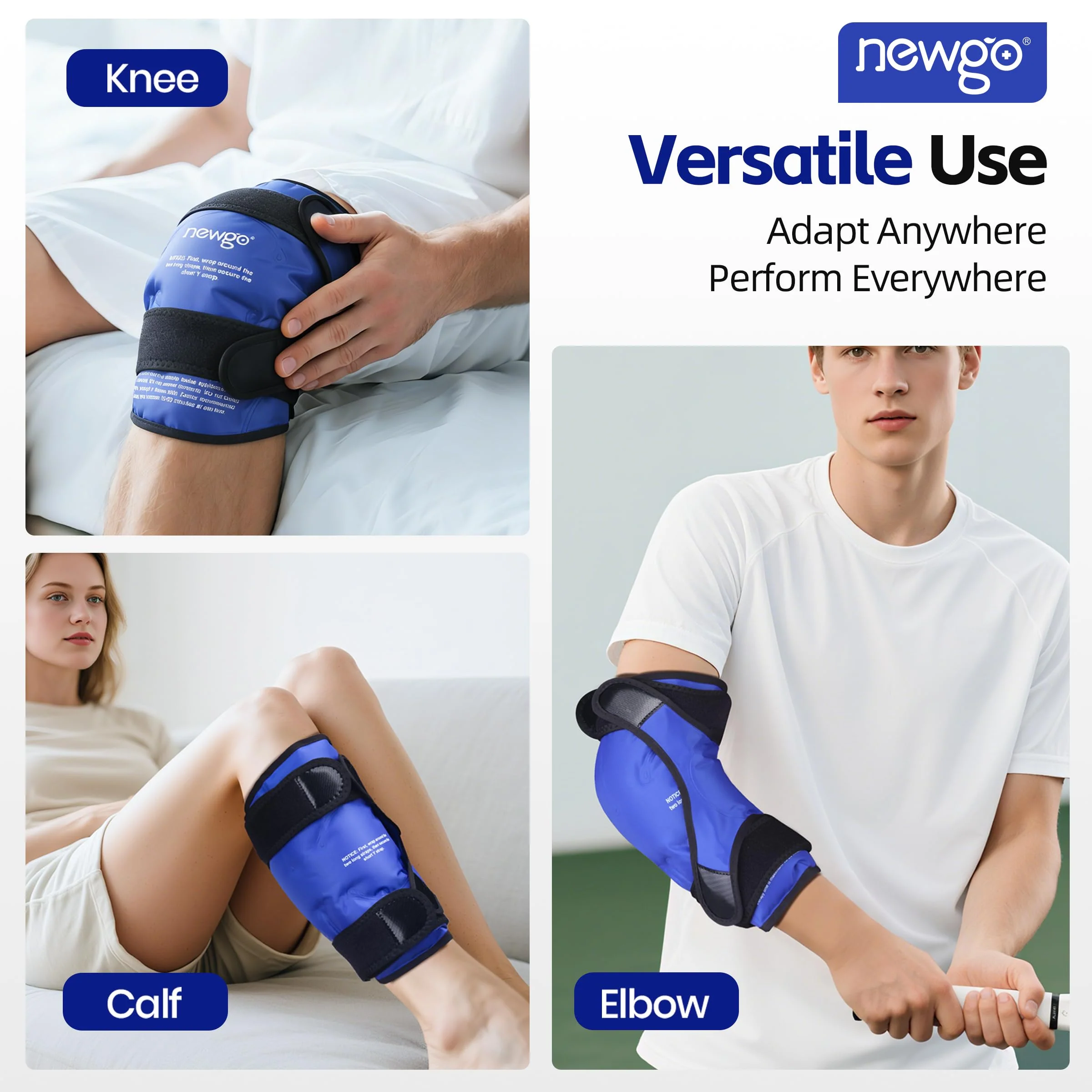 NEWGO Knee Ice Pack Wrap, Ice Pack for Knees Cold Compression Therapy for Knee Replacement Surgery, Arthritis Pain, ACL, Swelling, Sports Injuries (21.7" x 9.8") - Blue - Image 3