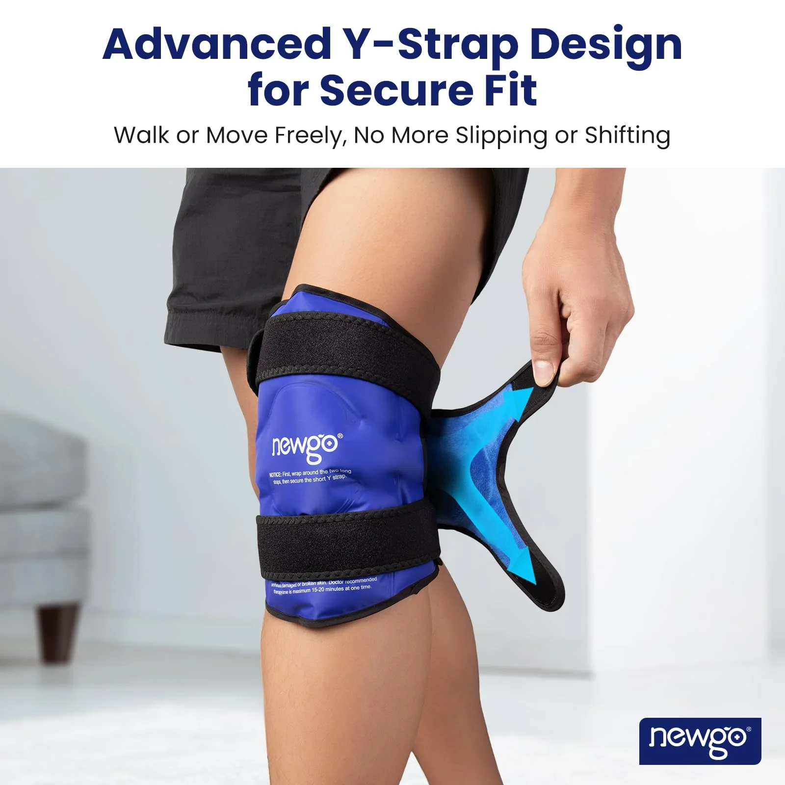 NEWGO Knee Ice Pack Wrap, Ice Pack for Knees Cold Compression Therapy for Knee Replacement Surgery, Arthritis Pain, ACL, Swelling, Sports Injuries (21.7" x 9.8") - Blue - Image 7