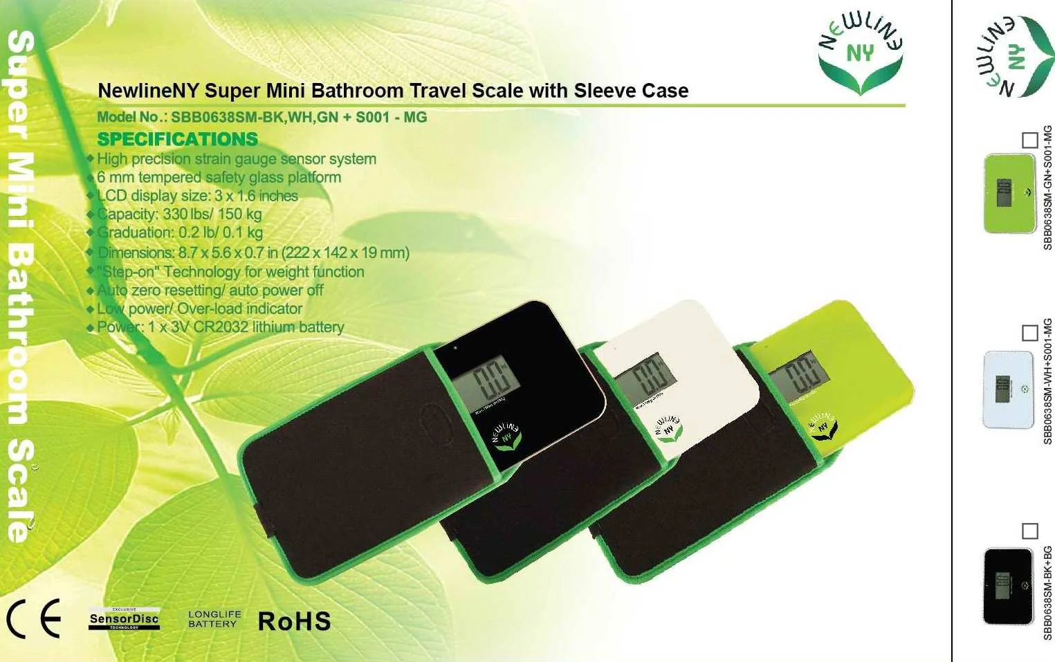 NewlineNY Step-on Super Mini Smallest Travel Bathroom Scale with Protection Sleeve: SBB0638SM-BK+S001MG - Image 4