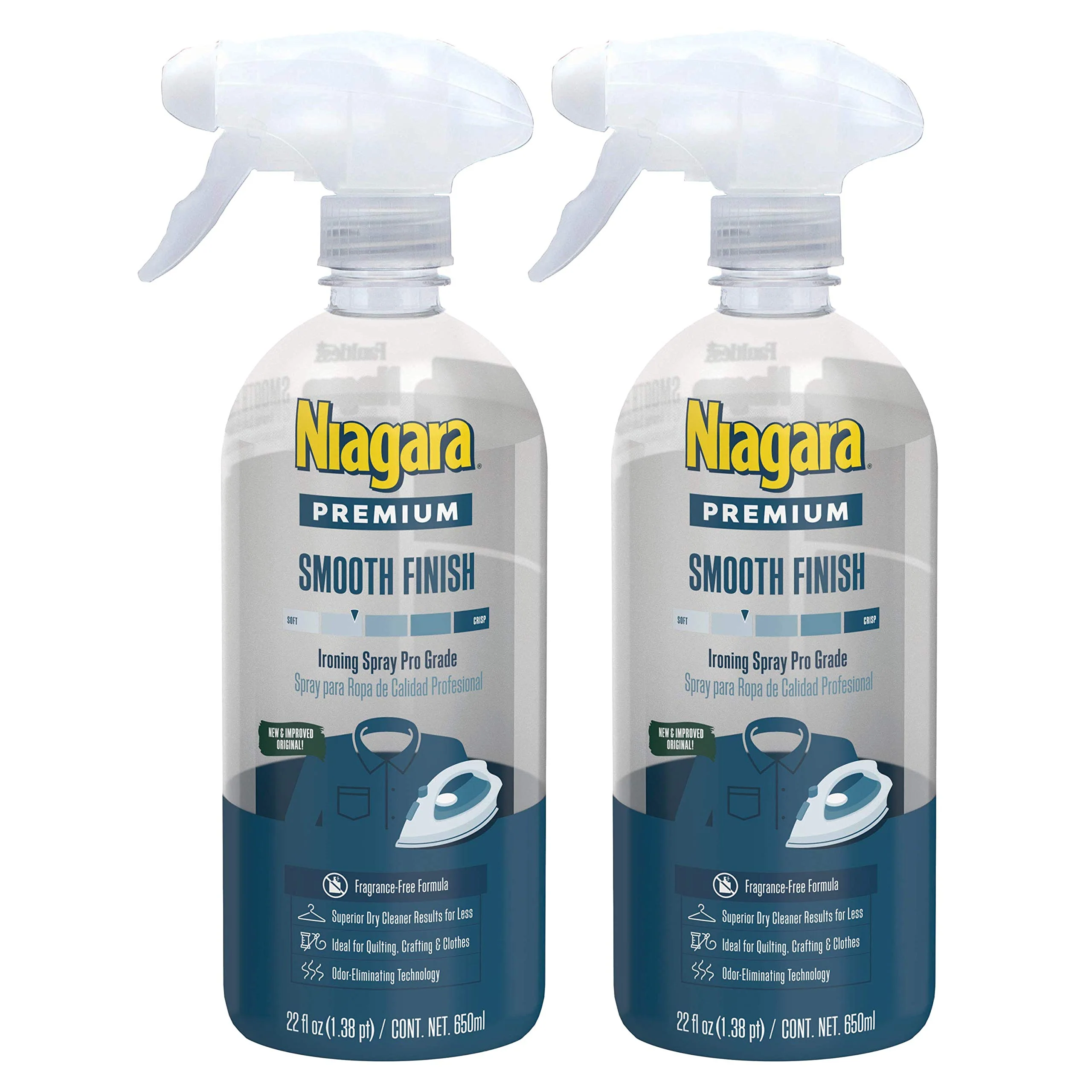 Niagara Spray Starch (22 Oz, 2 Pack) Trigger Pump Liquid Starch for Ironing, Non-Aerosol Spray on Starch, Reduces Ironing Time, No Flaking, Sticking or Clogging, Biodegradable Ingredients, Recyclable - Image 2