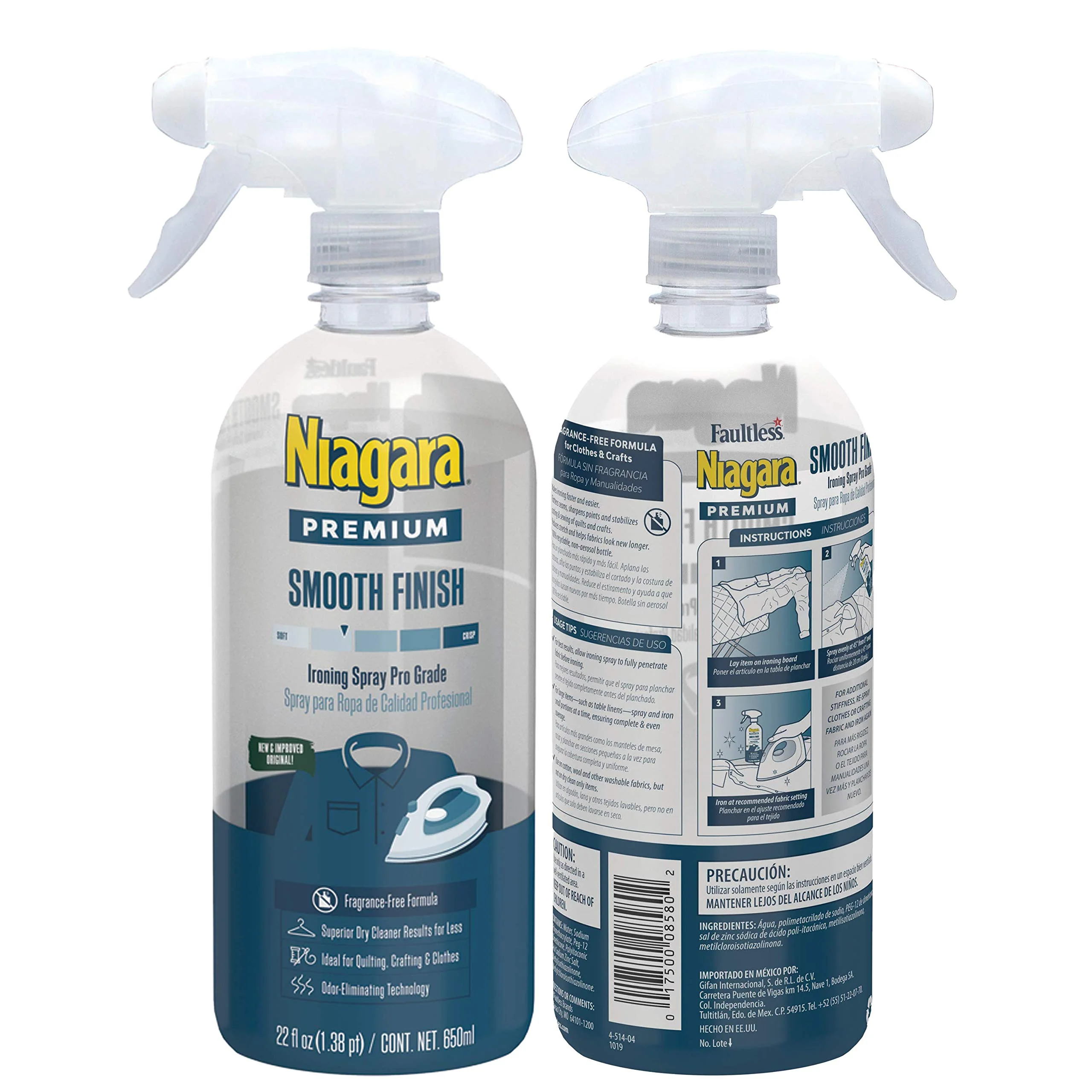 Niagara Spray Starch (22 Oz, 2 Pack) Trigger Pump Liquid Starch for Ironing, Non-Aerosol Spray on Starch, Reduces Ironing Time, No Flaking, Sticking or Clogging, Biodegradable Ingredients, Recyclable - Image 3