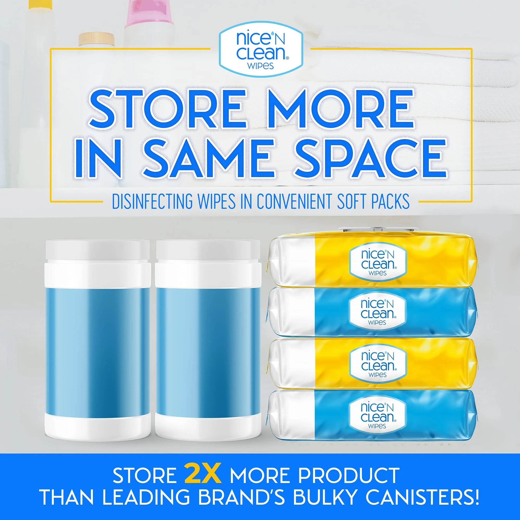 Nice 'N Clean Disinfecting Surface Wipes 304ct | Cleans & Disinfects Home & Kitchen Surfaces | Fresh & Lemon Scent - Image 4