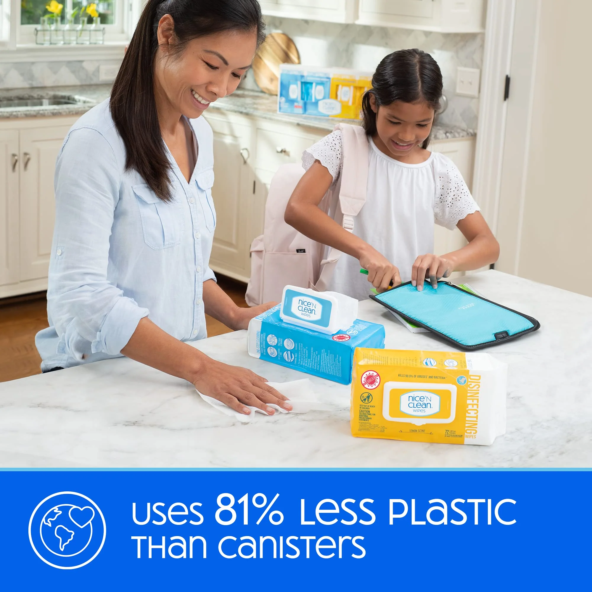 Nice 'N Clean Disinfecting Surface Wipes 304ct | Cleans & Disinfects Home & Kitchen Surfaces | Fresh & Lemon Scent - Image 5
