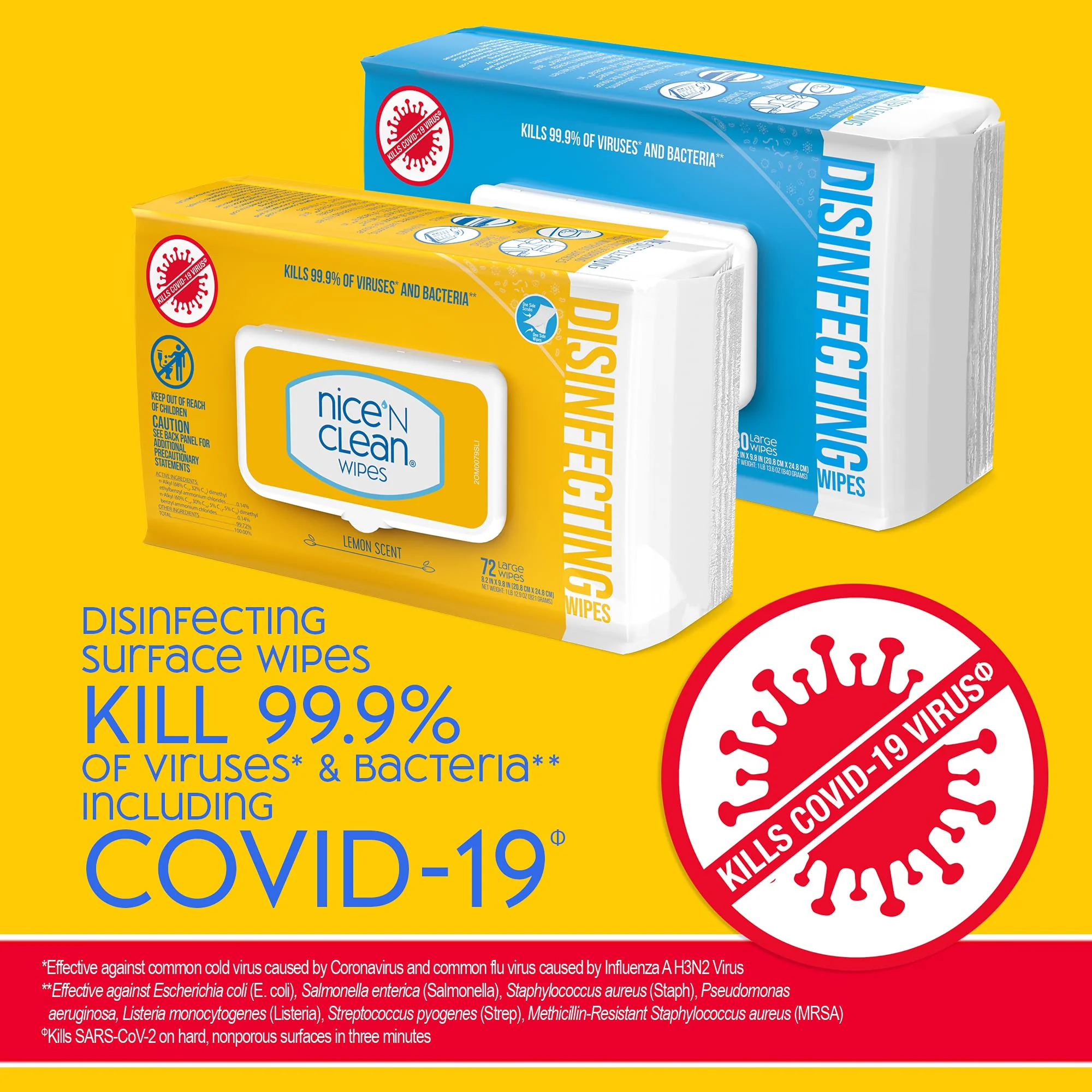 Nice 'N Clean Disinfecting Surface Wipes 304ct | Cleans & Disinfects Home & Kitchen Surfaces | Fresh & Lemon Scent - Image 9
