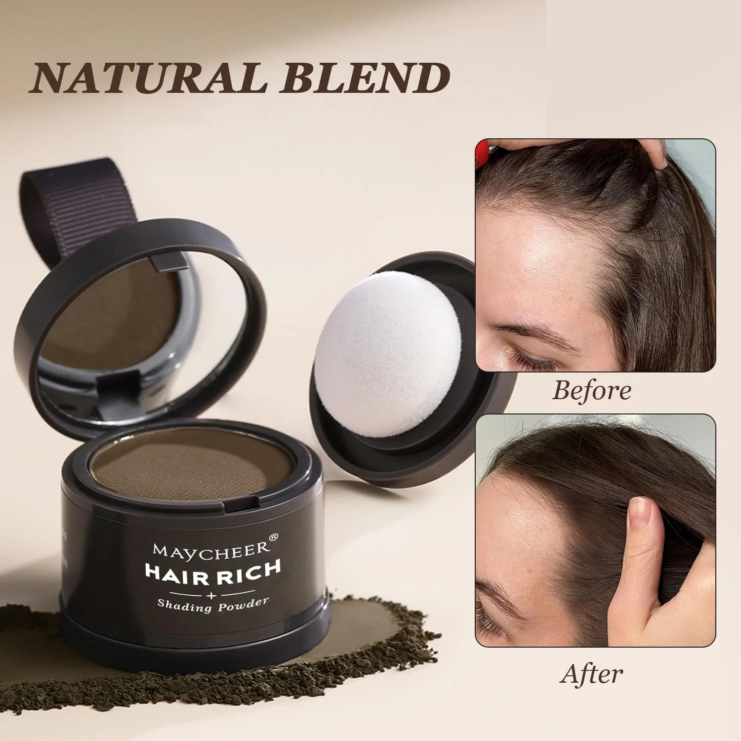 Nicgou Hairline Shadow Powder, Hair Shadow Root Cover Up, Hair Line Concealer Root Cover Up, Unisex Root Touch Up Hair Powder (Dark Brown, 01) - Image 3