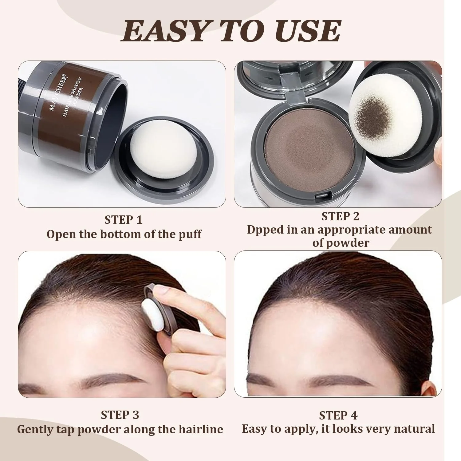 Nicgou Hairline Shadow Powder, Hair Shadow Root Cover Up, Hair Line Concealer Root Cover Up, Unisex Root Touch Up Hair Powder (Dark Brown, 01) - Image 4