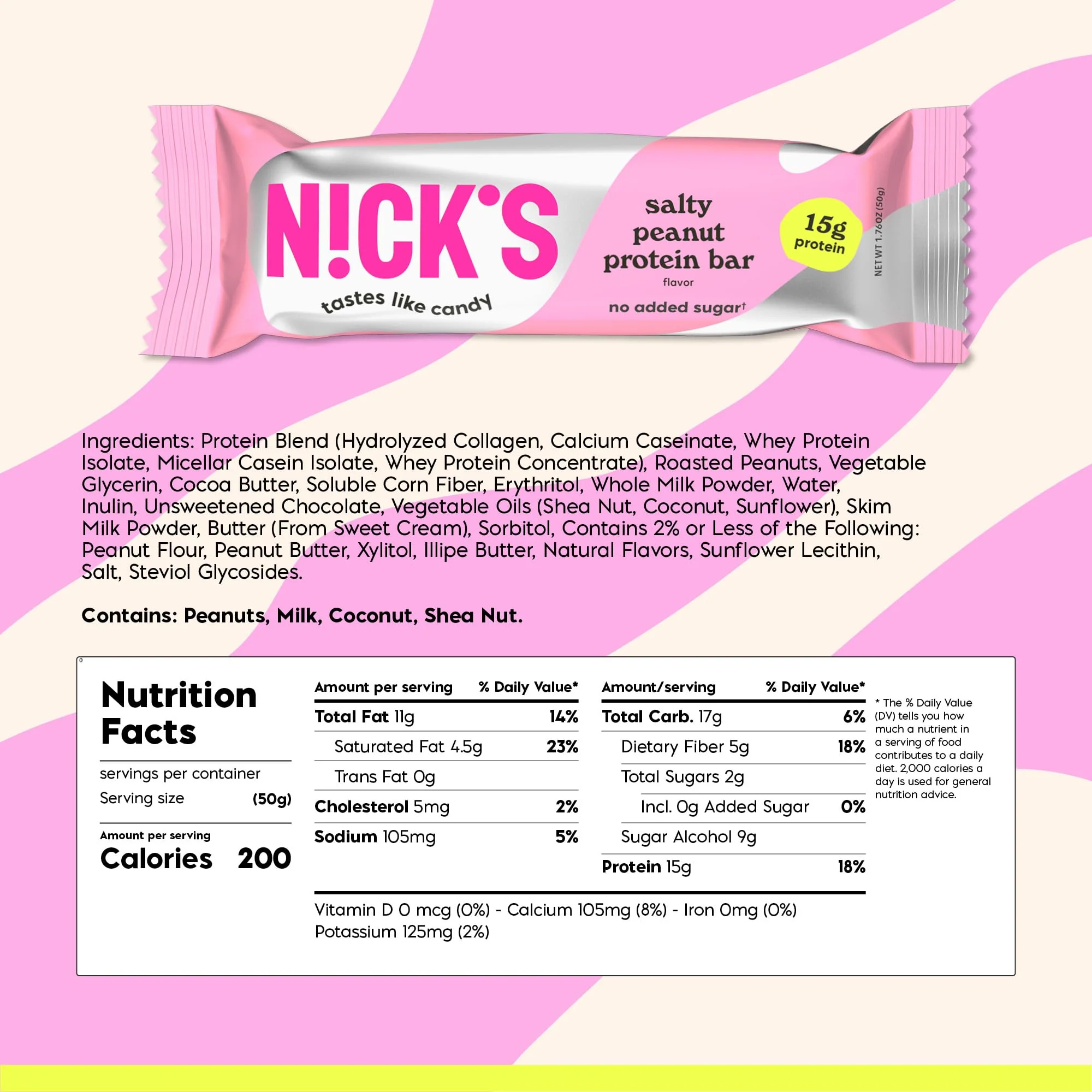 NICKS Protein Bars Salty Peanut Chocolate – 12-Count Box | 15g protein | 200 calories | Protein-Packed Snack, Low Calories, Low Carbs, Keto Friendly, No Added Sugar - Image 9