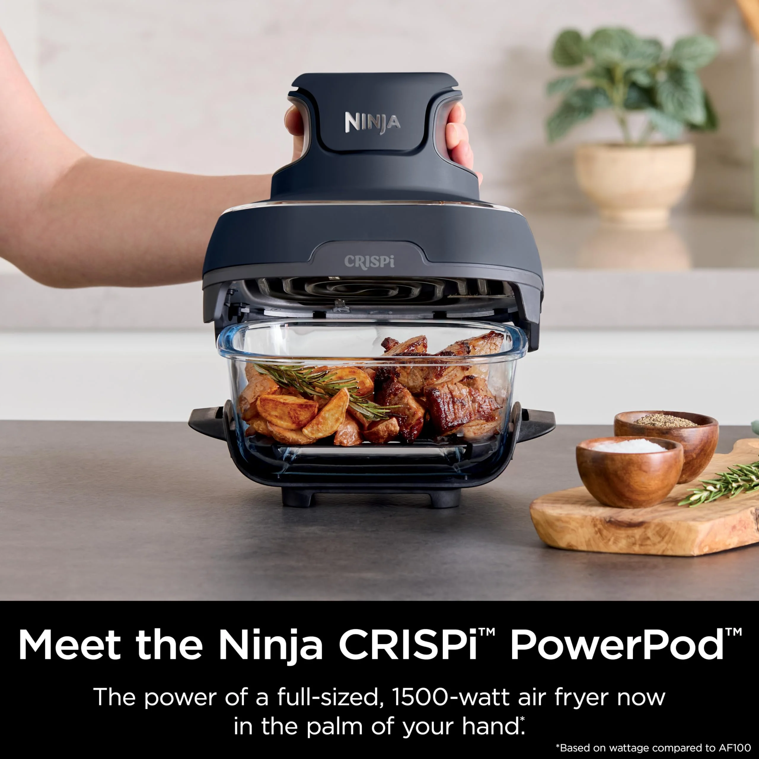 Ninja Crispi Air Fryer, Microwave, Freezer & Dishwasher Safe, Non Toxic Glass Portable Cooking System, 4 QT & 6 Cup Glass Containers with Storage Lids, Easy Meals, Air Fry, Bake, Grey (Renewed) - Image 7