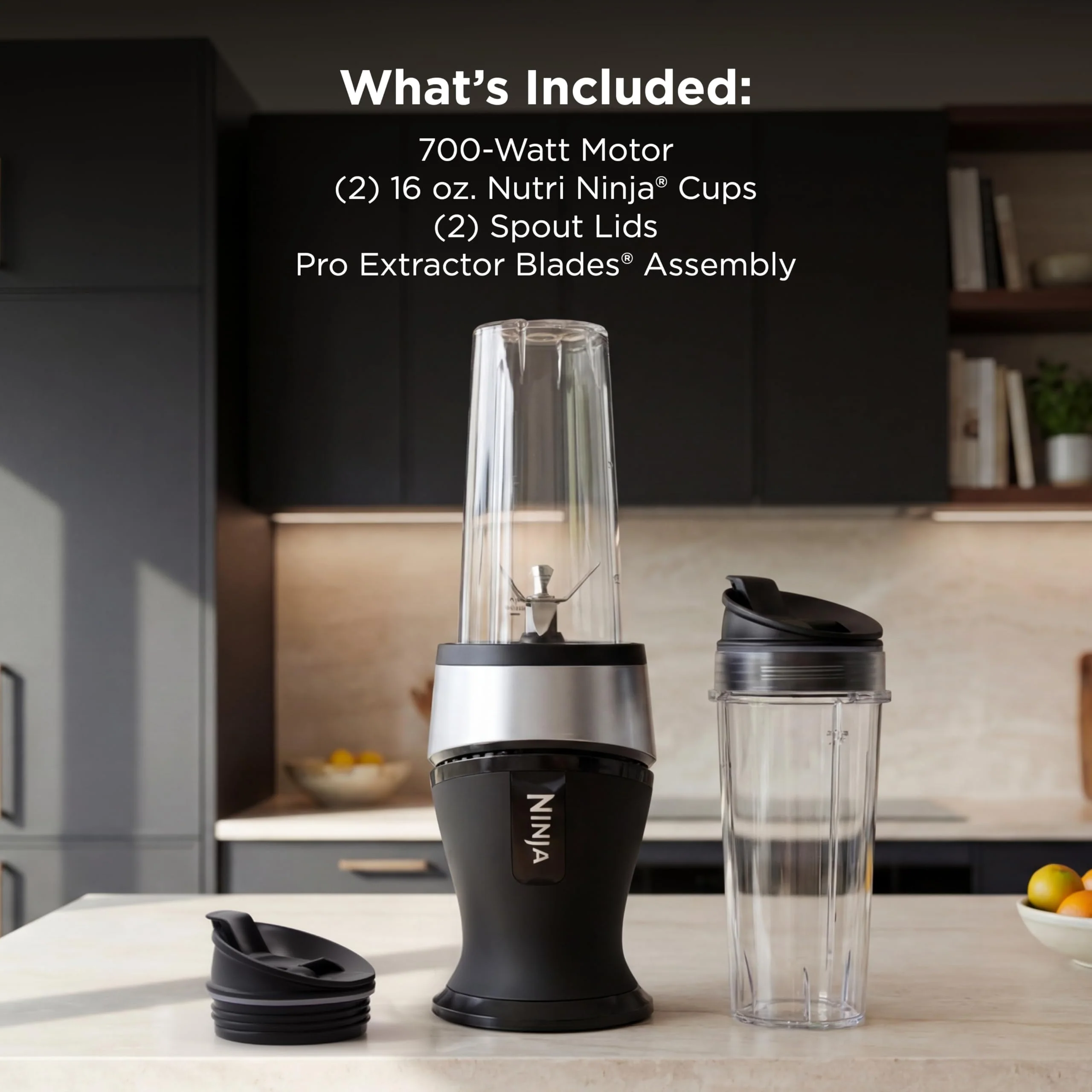 Ninja Fit Compact Personal Blender | Portable Blender for Smoothies, Shakes, and Frozen Blending | Includes (2) 16-oz. To-Go Cups and Spout Lids | 700 Watt | Black | QB3001SS - Image 7