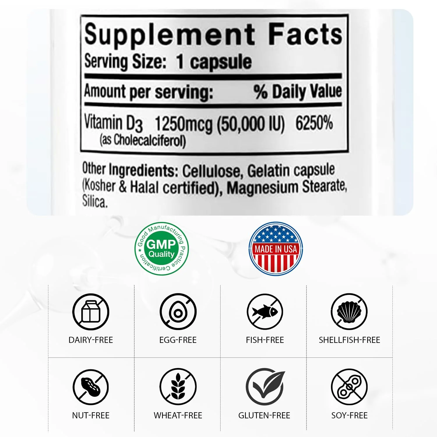 Nivagen Vitamin D3 50,000 IU (1250 mcg) | Once Weekly Dose | 100 Capsules (100 Weeks, Approx. 2 Years Supply) | Easy to Swallow | Bone, Muscle & Immune Support | Non-GMO, Gluten Free | Made in USA - Image 9