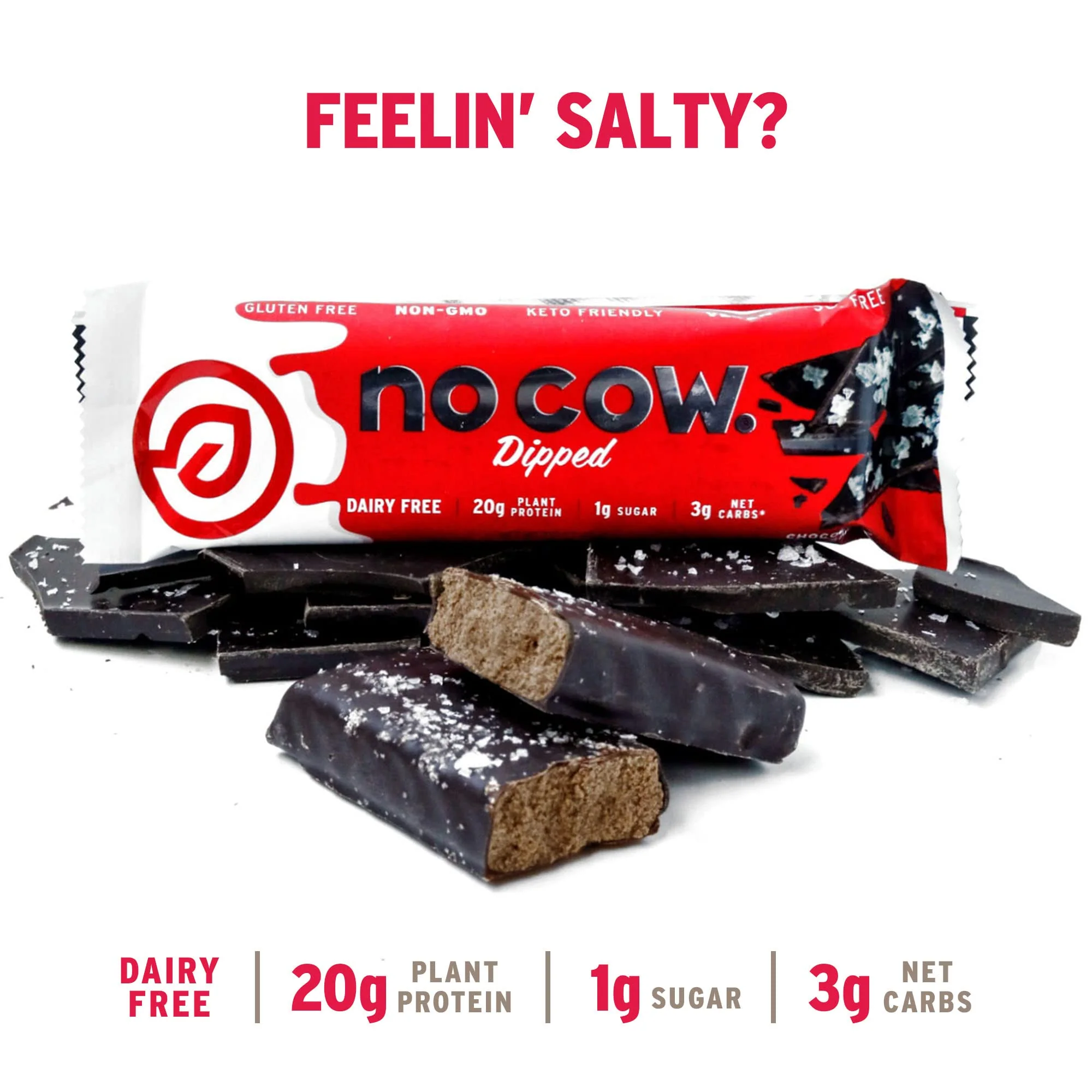 No Cow High Protein Bars, Chocolate Sea Salt - Healthy Snacks, 20g Vegan Protein, High Fiber, Low Sugar, Keto Friendly, Dairy & Gluten Free (12 Count) - Image 6