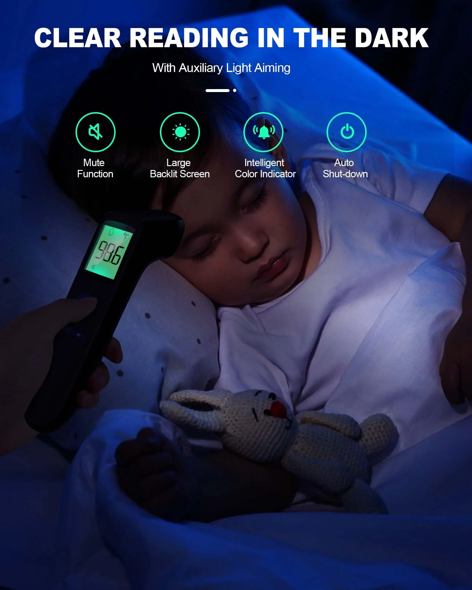 No-Touch Forehead Thermometer for Adults, Infrared Digital Baby Thermometer for Kids, Accurate Reading with Large Display, Mute Mode, Memory Recall, Fever Alarm - Image 6
