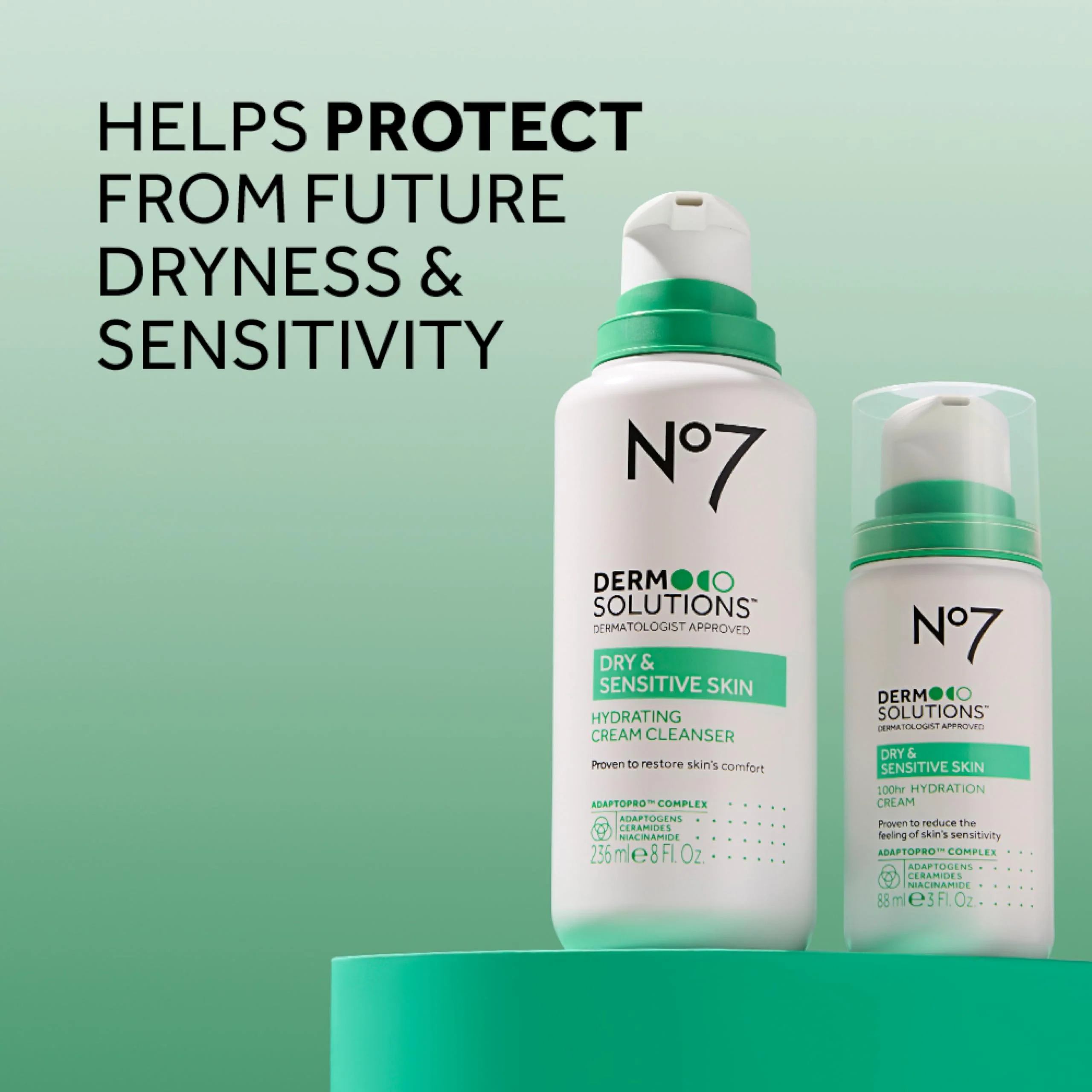 No7 Derm Solutions Hydrating Facial Cleanser - Gentle Cream Face Wash Formulated with Ceramides, Niacinamide & Adaptogens to Help Maintain Skin's Moisture Barrier - For Dry & Sensitive Skin (16 Fl Oz) - Image 3