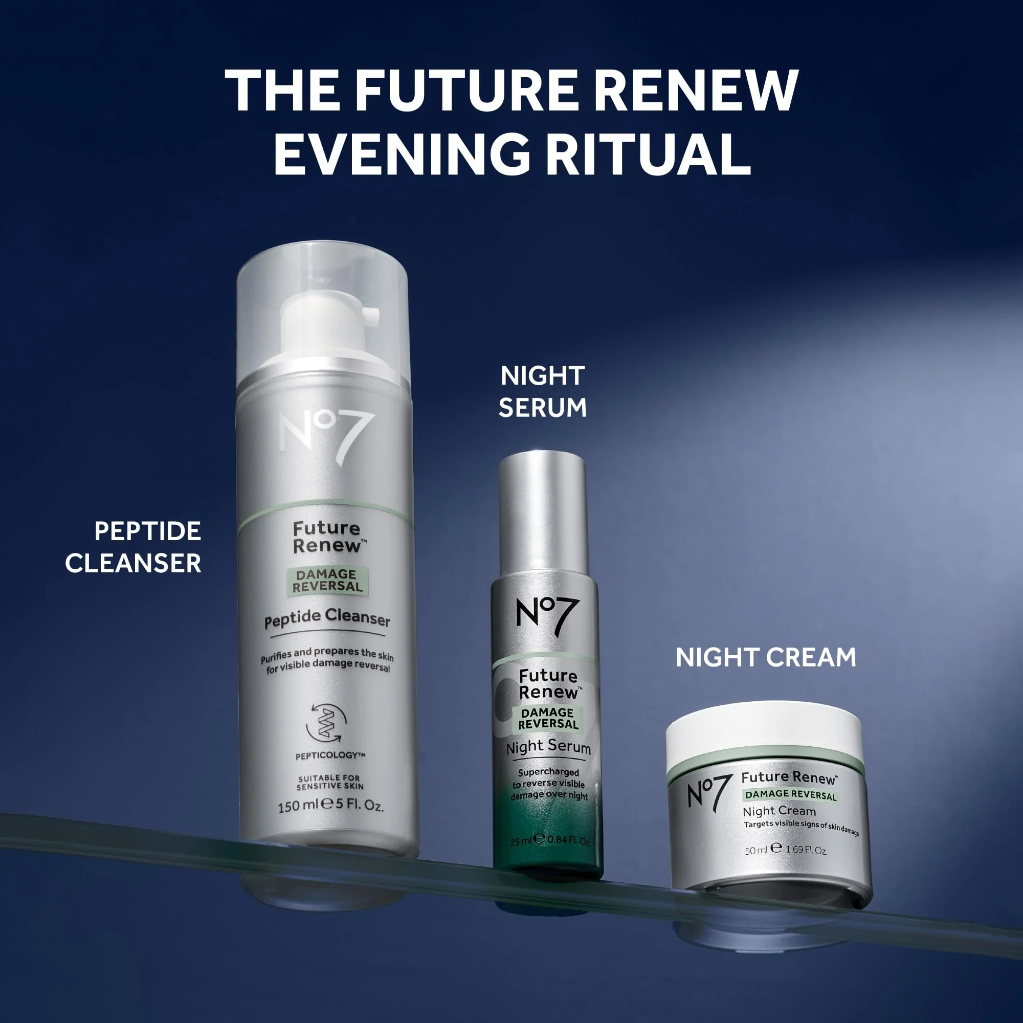 No7 Future Renew Damage Reversal Night Serum - Anti-Aging Peptides Serum for Face - Formulated with Hyaluronic Acid & Niacinamide to Help Reverse Visible Signs of Skin Damage Overnight (0.84 Fl Oz) - Image 2