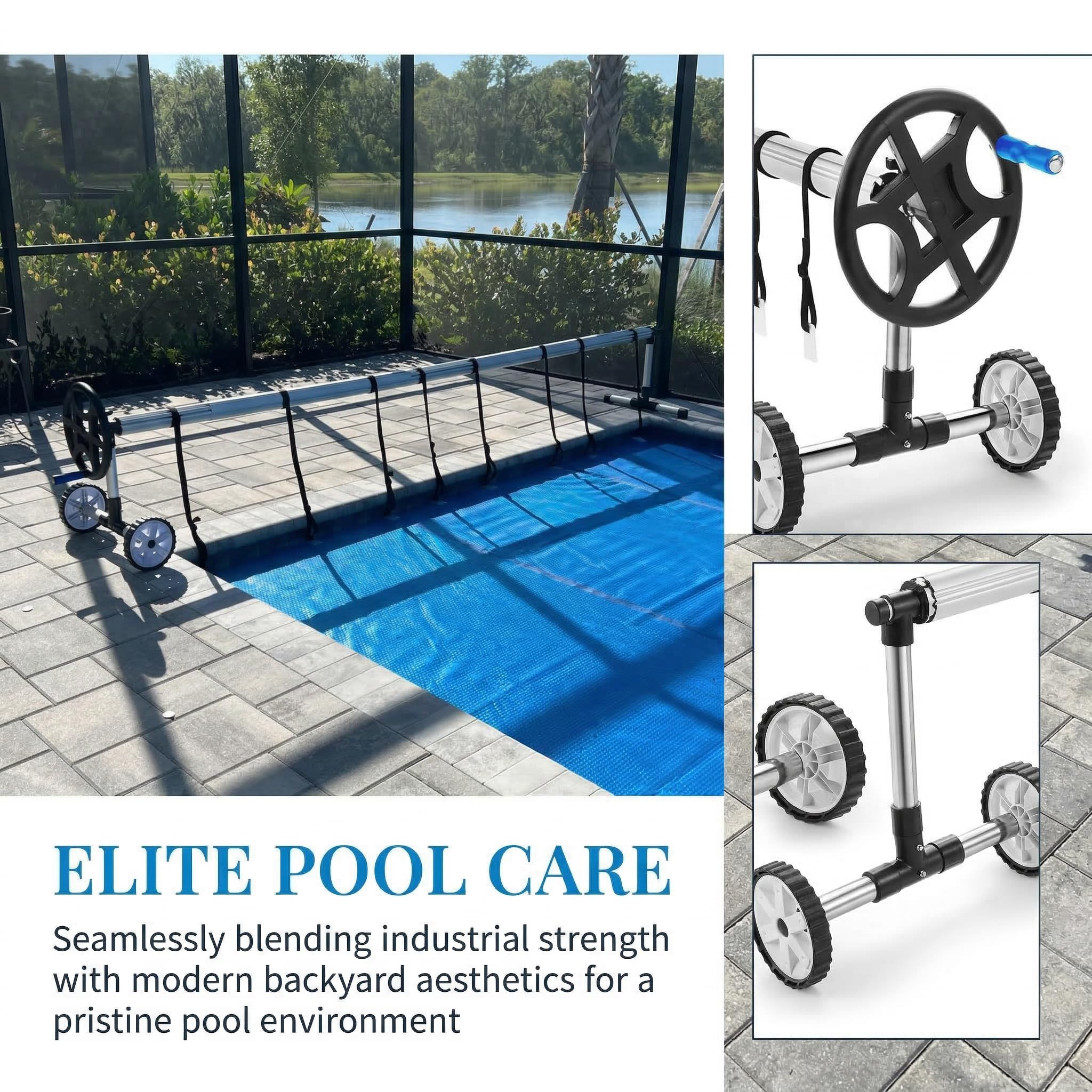 Nollapo 18FT Aluminum Solar Pool Cover Reel System – Adjustable In-Ground Swimming Pool Cover Roller, Easy-Crank Handle, Rust-Resistant Tube, Fits 6–18 ft Wide Pools - Image 6