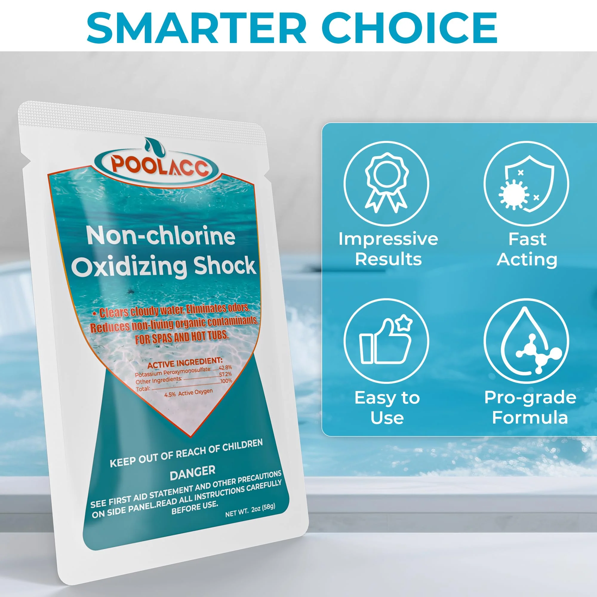 Non-Chlorine Spa Shock Oxidizer for Hot Tub, Chlorine-Free Treatment & Enhanced Oxidizing Shock for Hot Tubs & Spas, Single Dose Packets for Easy Hot Tub Maintenance & Treatment - 24 Packs (3lbs) - Image 7