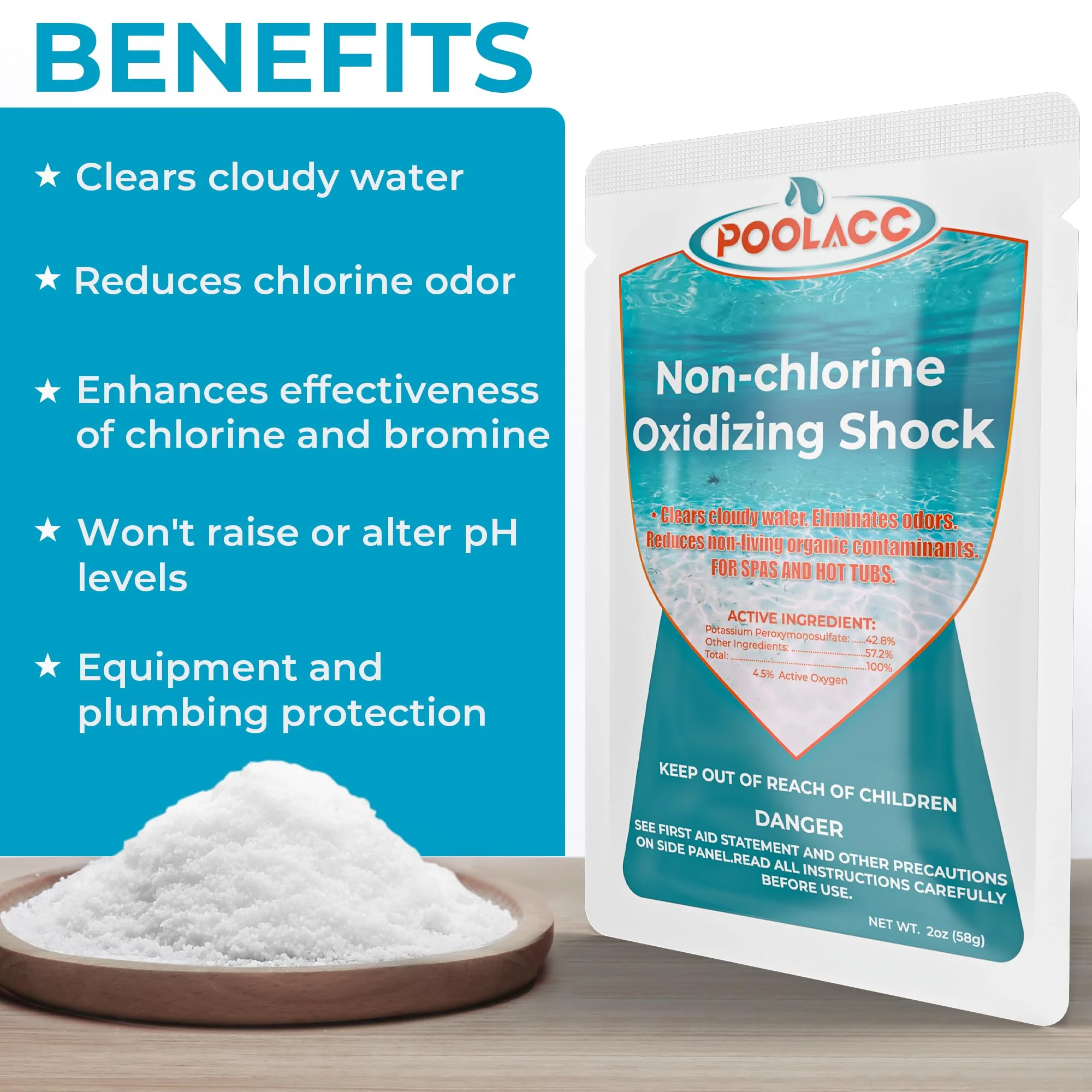 Non-Chlorine Spa Shock Oxidizer for Hot Tub, Chlorine-Free Treatment & Enhanced Oxidizing Shock for Hot Tubs & Spas, Single Dose Packets for Easy Hot Tub Maintenance & Treatment - 24 Packs (3lbs) - Image 8