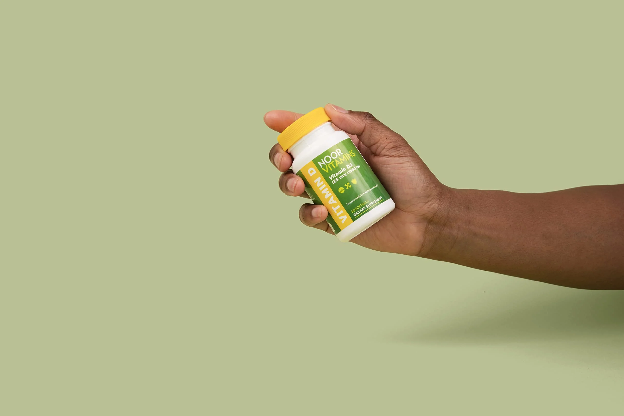 Noor Vitamins Halal Vitamin D, Halal Vitamin D3, 5000 IU Softgels, Supports Bone, Immune & Heart Health, from Safflower Oil to Maximize Absorption, Non-GMO, Gluten Free & Halal (60 Count)… - Image 2