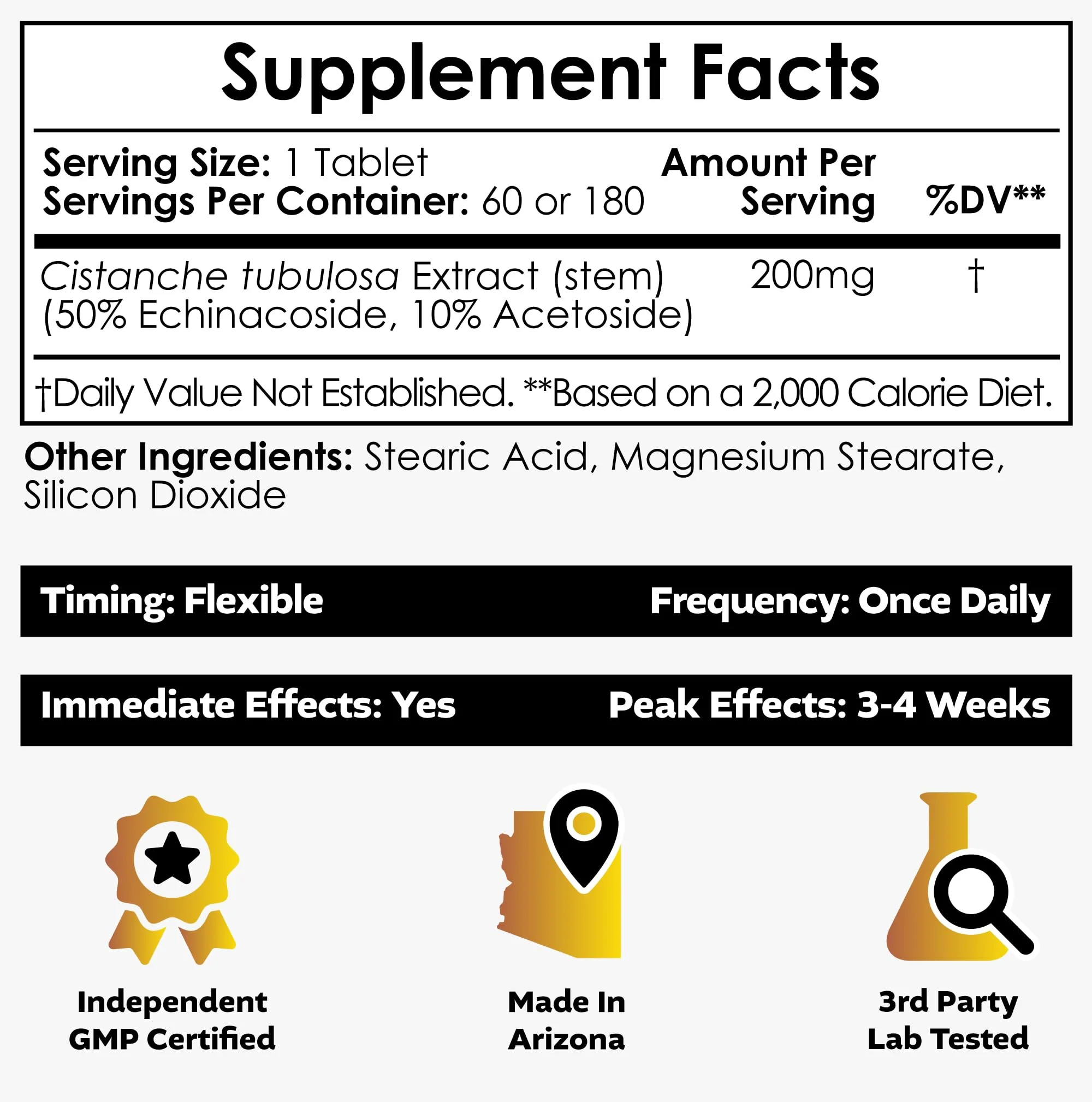 Nootropics Depot Cistanche tubulosa Tablets | 200mg | 180 Count | Minimum 50% Echinacoside + 10% Acetoside (Verbascoside) | Promotes Physical Strength and Energy | Promotes Vitality - Image 3