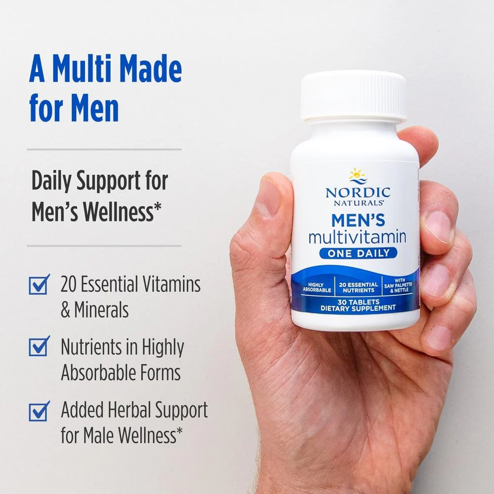 Nordic Naturals Men’s Multivitamin One Daily - Bone, Energy, & Blood-Vessel Support - Immunity Supplement - 20 Essential Nutrients - 30 Tablets - 30 Servings - Image 3