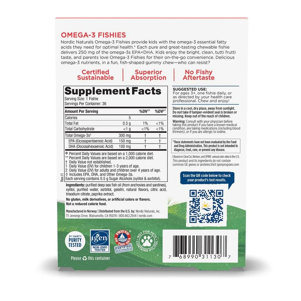 Nordic Naturals Nordic Omega-3 Fishies, Tutti Frutti - 36 Fishies - 300 mg Total Omega-3s with EPA & DHA - Healthy Brain, Mood, Vision & Immune System - Non-GMO - 36 Servings - Image 4