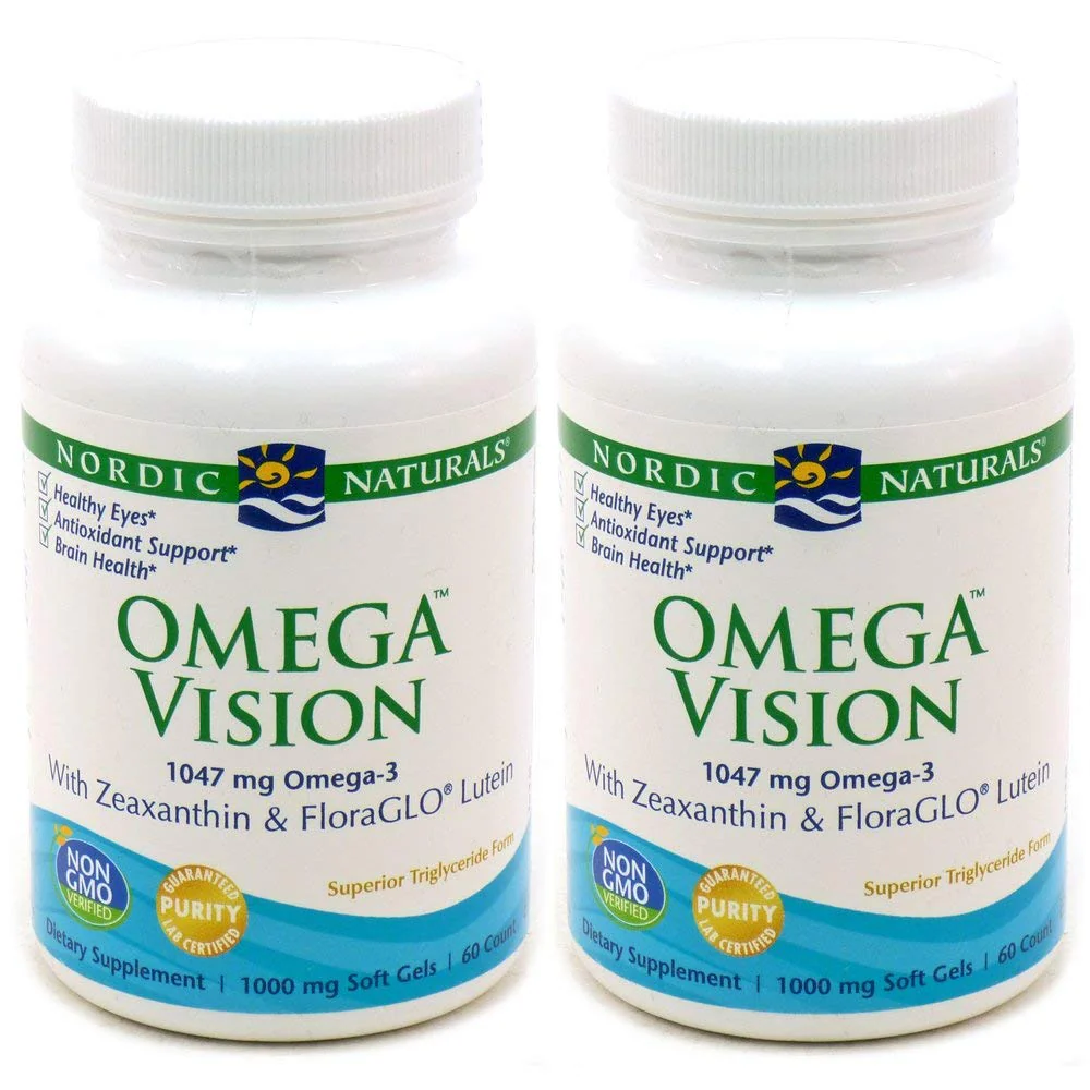 Nordic Naturals Omega Vision, Lemon - 60 Soft Gels - Pack of 2-1460 mg Omega-3 + FloraGLO Lutein & Zeaxanthin - Eye Health, Brain Health, Antioxidant Support - Non-GMO - 60 Total Servings