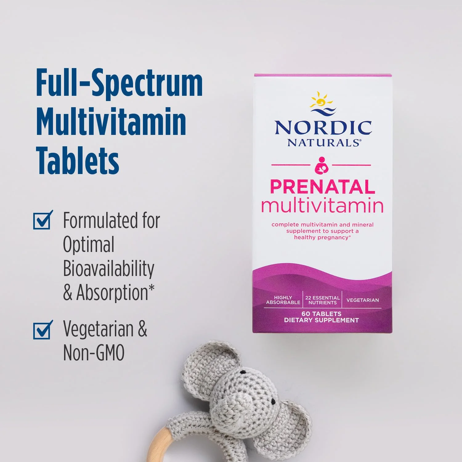 Nordic Naturals Prenatal Multivitamin for Women - Daily Vegetarian Prenatal Vitamins - 22 Essential Nutrients, Including B6, Folate, and Iron - 60 Tablets - 30 Servings - Image 4