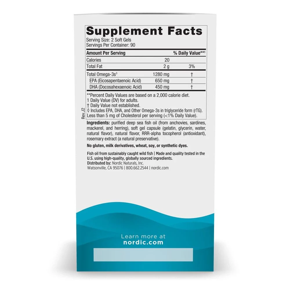Nordic Naturals Ultimate Omega, Lemon Flavor - 180 Soft Gels - 1280 mg Omega-3 - High-Potency Fish Oil with EPA & DHA - Promotes Brain & Heart Health - Non-GMO - 90 Servings - Image 3