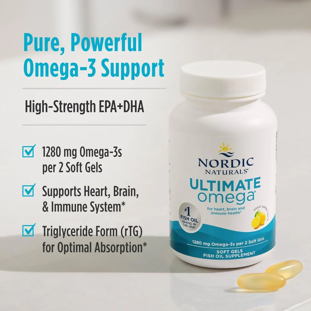 Nordic Naturals Ultimate Omega, Lemon Flavor - 180 Soft Gels - 1280 mg Omega-3 - High-Potency Fish Oil with EPA & DHA - Promotes Brain & Heart Health - Non-GMO - 90 Servings - Image 5