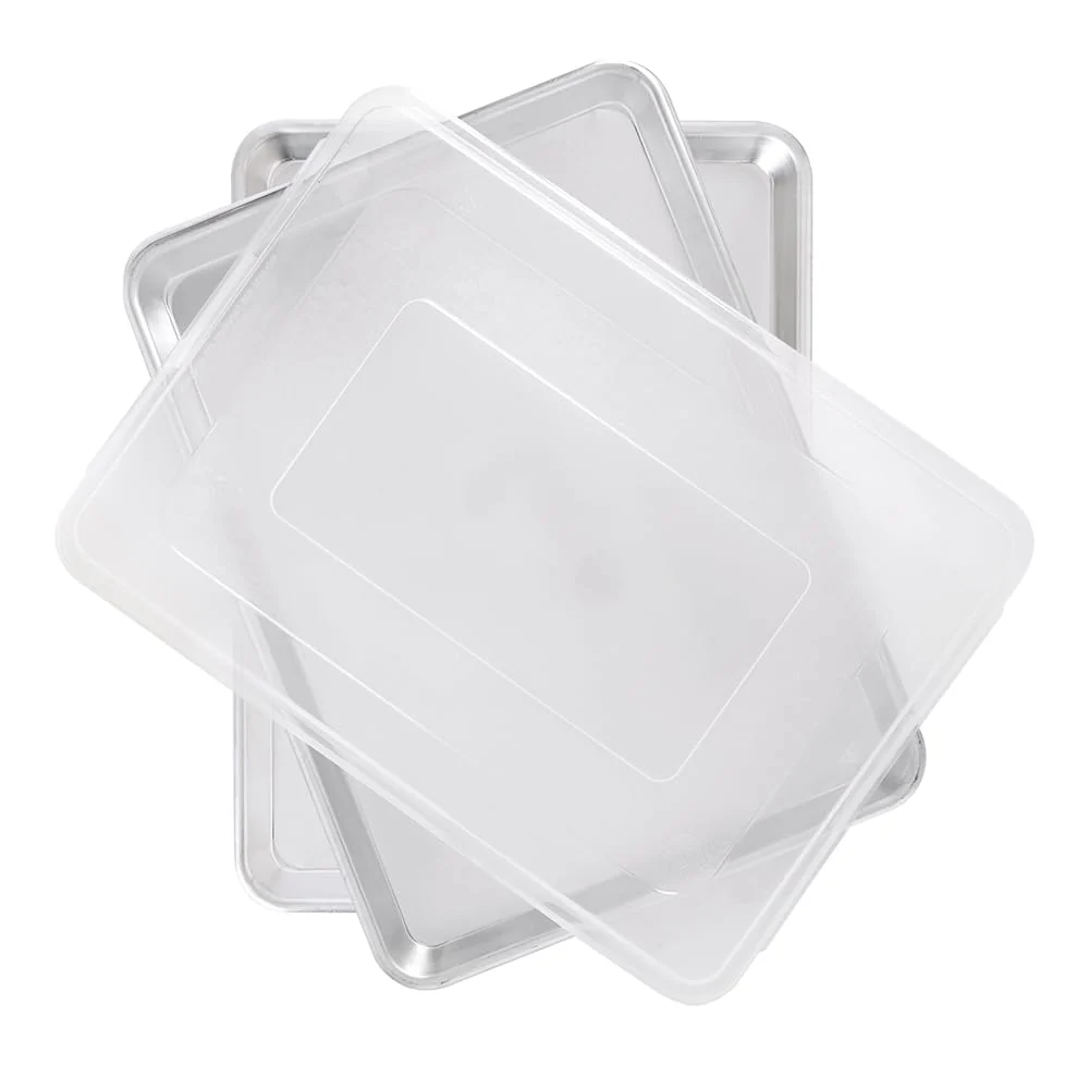 Nordic Ware Naturals Half Sheet Set - USA Made Aluminum Commercial Quality Sheet Pan for Baking or Roasting, Encapsulated Galvanized Steel Rim Prevents Warping, 2pk Half + Lid