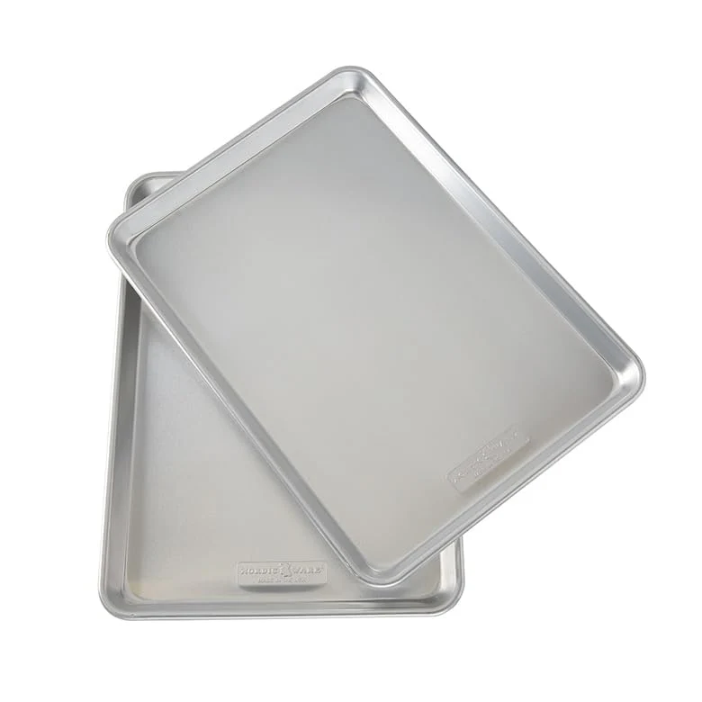 Nordic Ware Naturals Half Sheet Set - USA Made Aluminum Commercial Quality Sheet Pan for Baking or Roasting, Encapsulated Galvanized Steel Rim Prevents Warping, 2pk Half + Lid - Image 7
