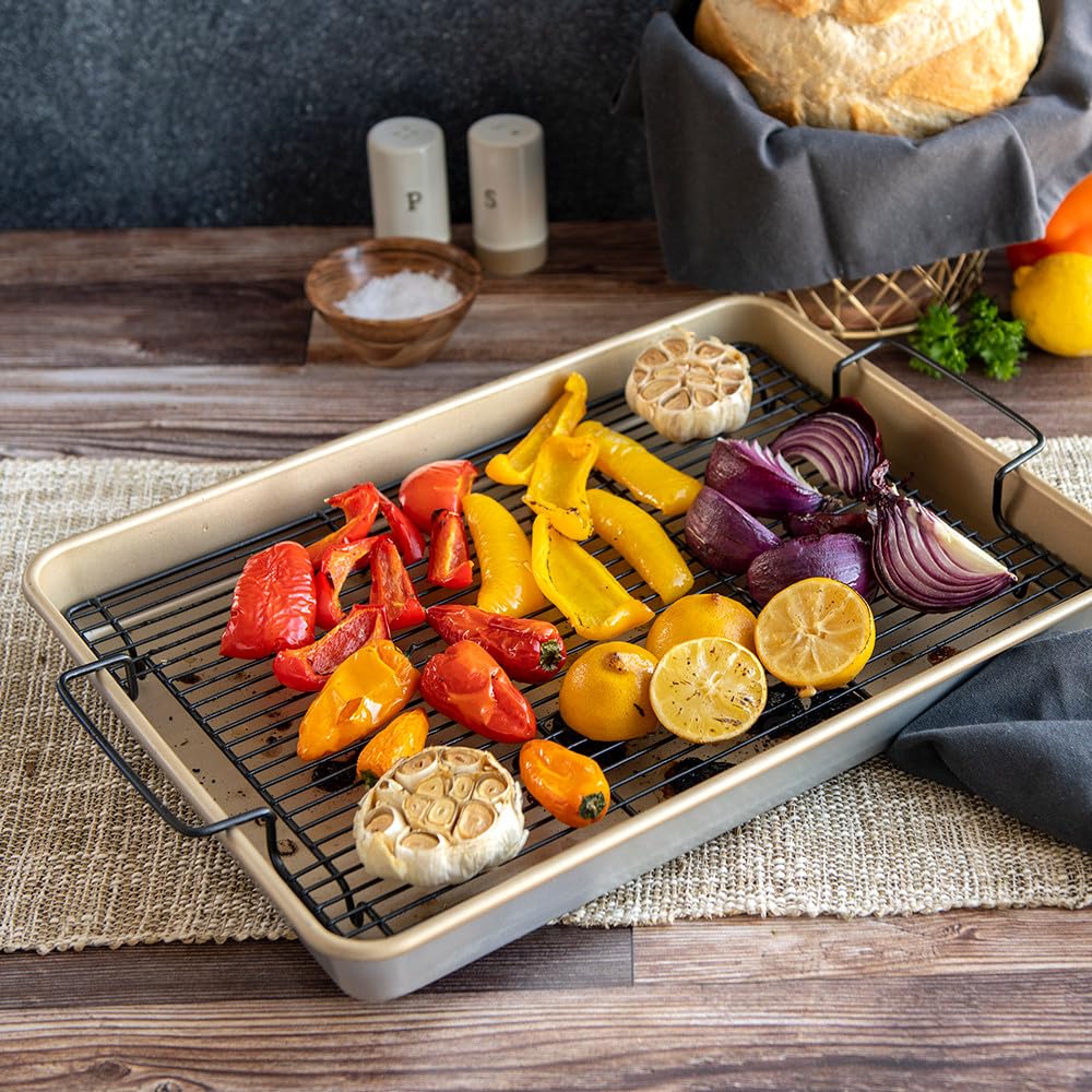 Nordic Ware Naturals Nonstick High-Sided Half Sheet Oven Crisp Baking Tray - Image 6