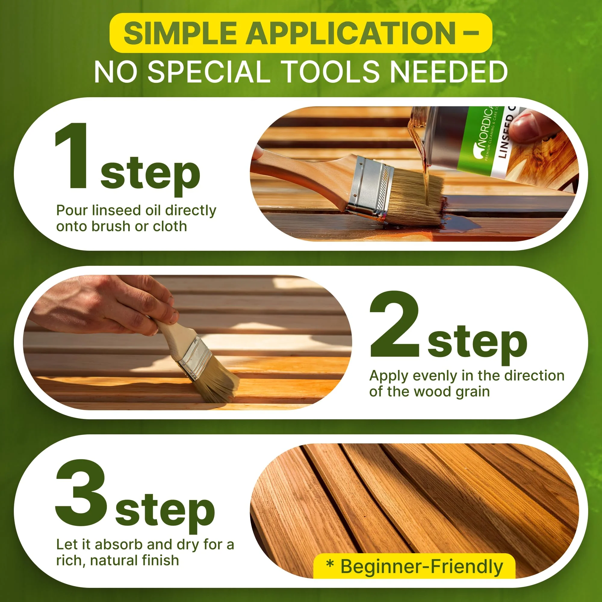 Nordicare [1L] Linseed Oil for Wood Protection I Linseed Oil Varnish Wood Oil for Indoor I Boiled Linseed Oil for Furnitur. - Image 7